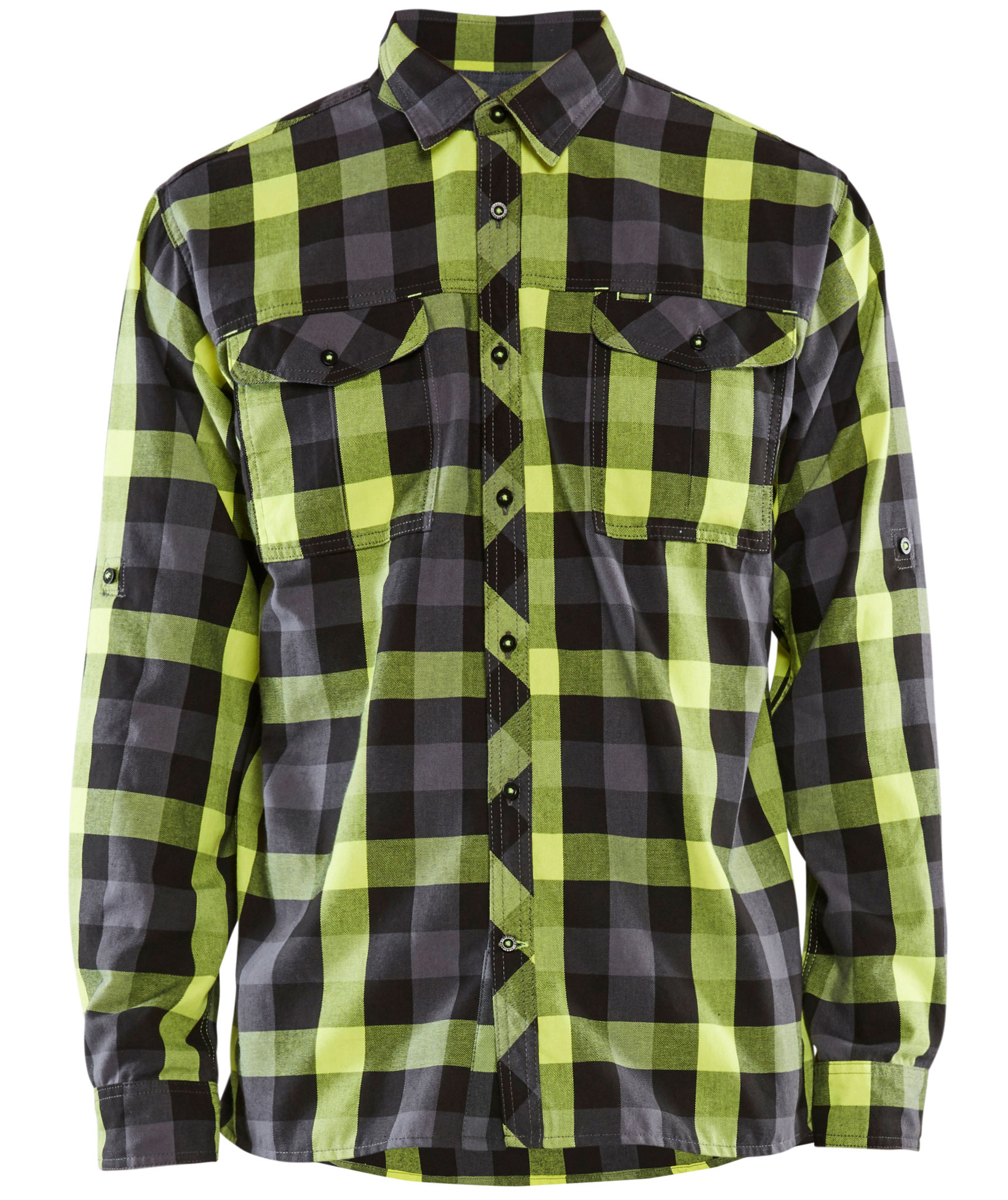 Bl&aring;kl&auml;der flanell skogsarbetare skjorta, Svart/Gul