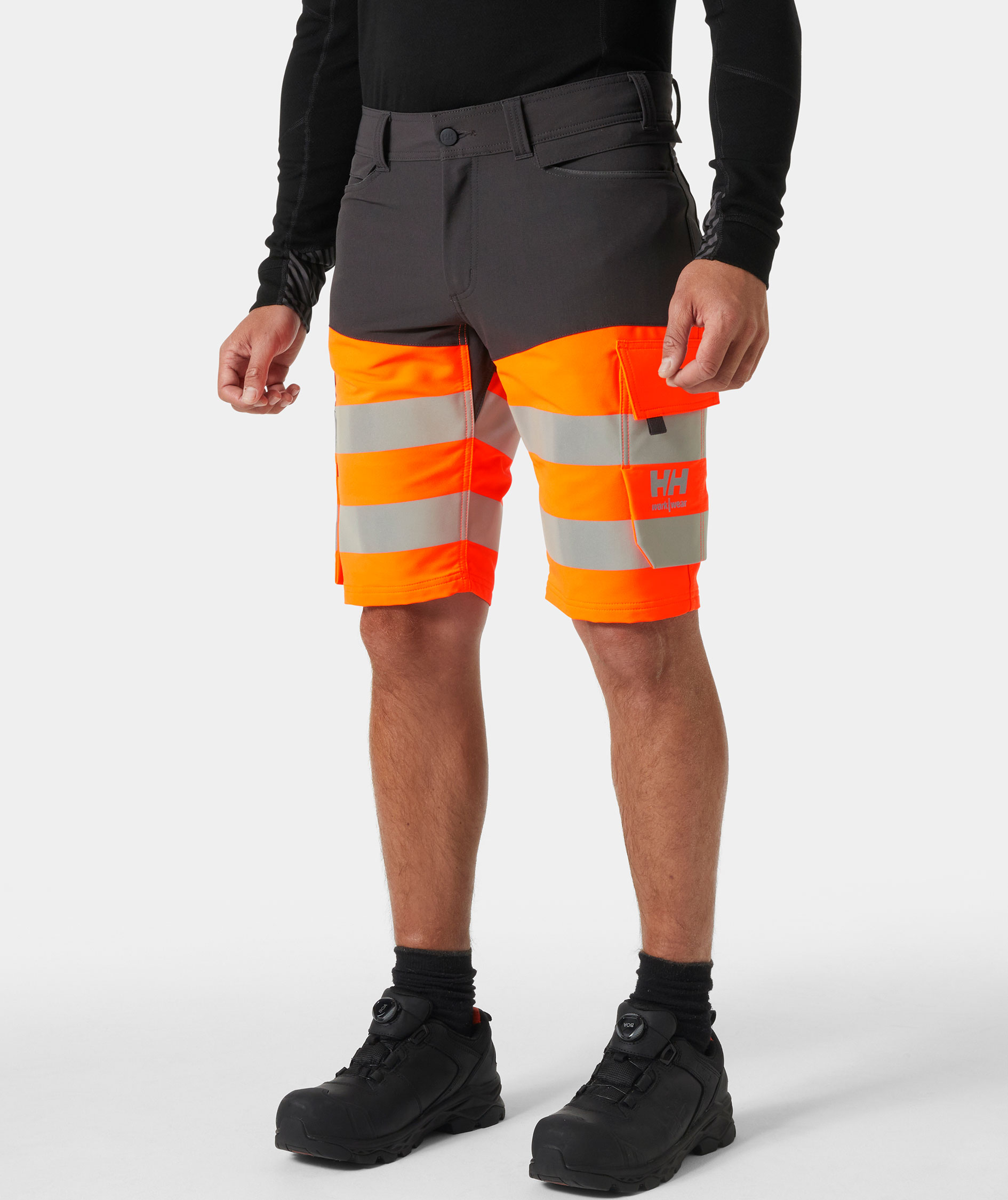Helly Hansen Alna 4X Connect&trade; arbeidsshorts full stretch, Hi-vis Oransje/Ebony