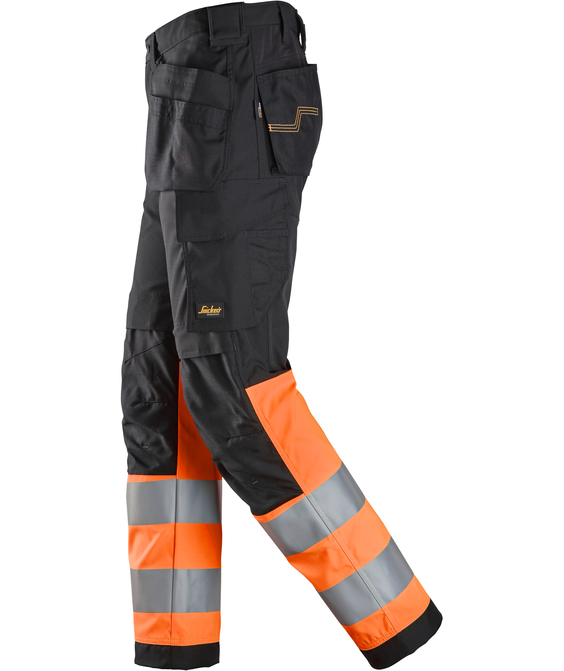 Snickers h&aring;ndverksbukse 6239, Svart/Hi-vis Oransje, large image number 3