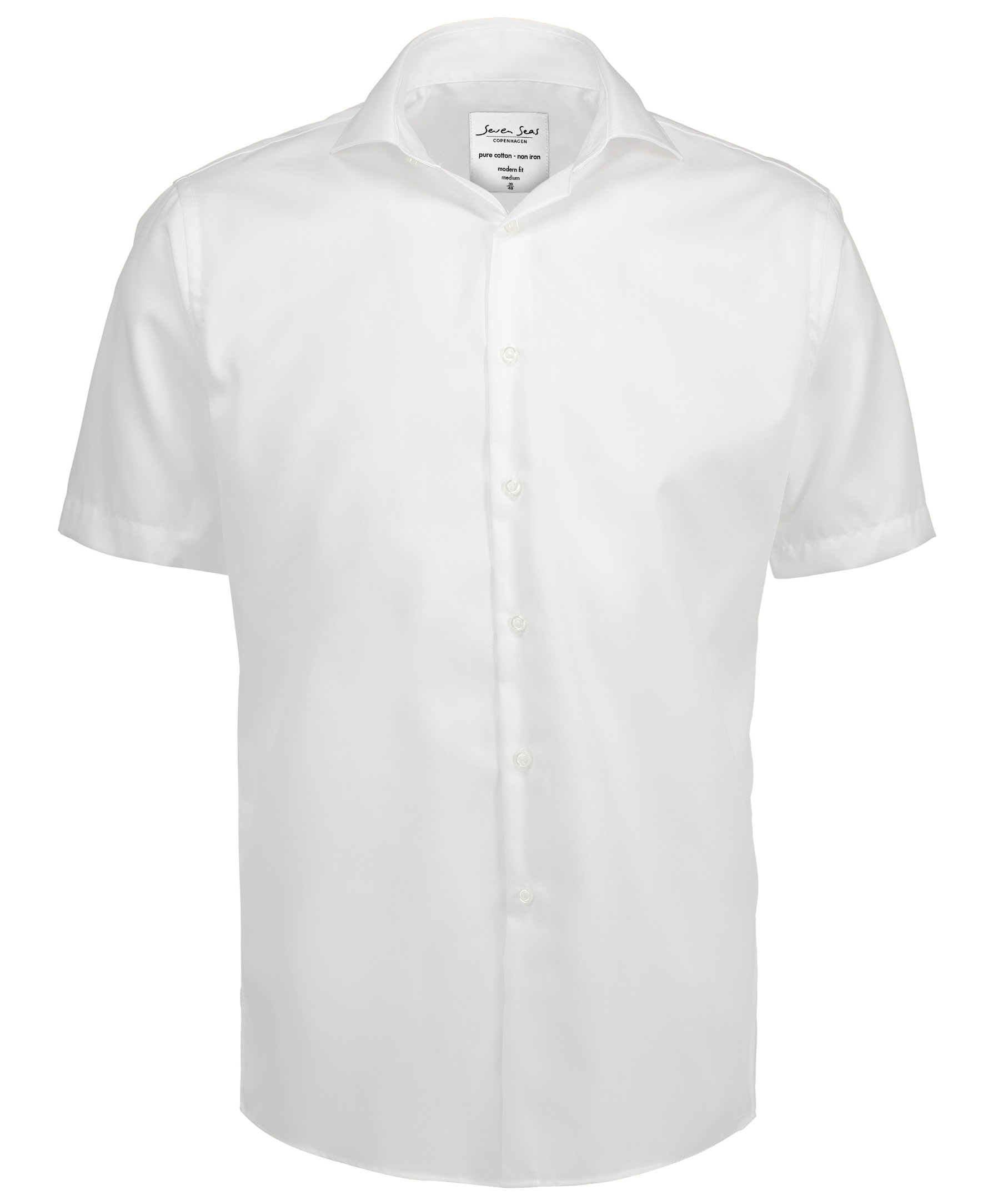 Seven Seas modern fit Fine Twill kort&auml;rmad skjorta, Vit, large image number 0