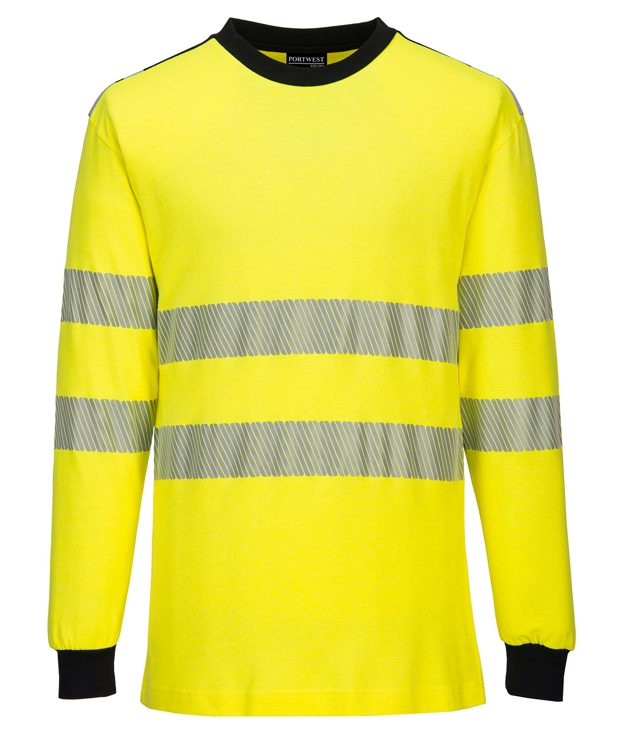 Portwest PW3 FR lang&auml;rmliges T-Shirt, Hi-vis Gelb/Schwarz