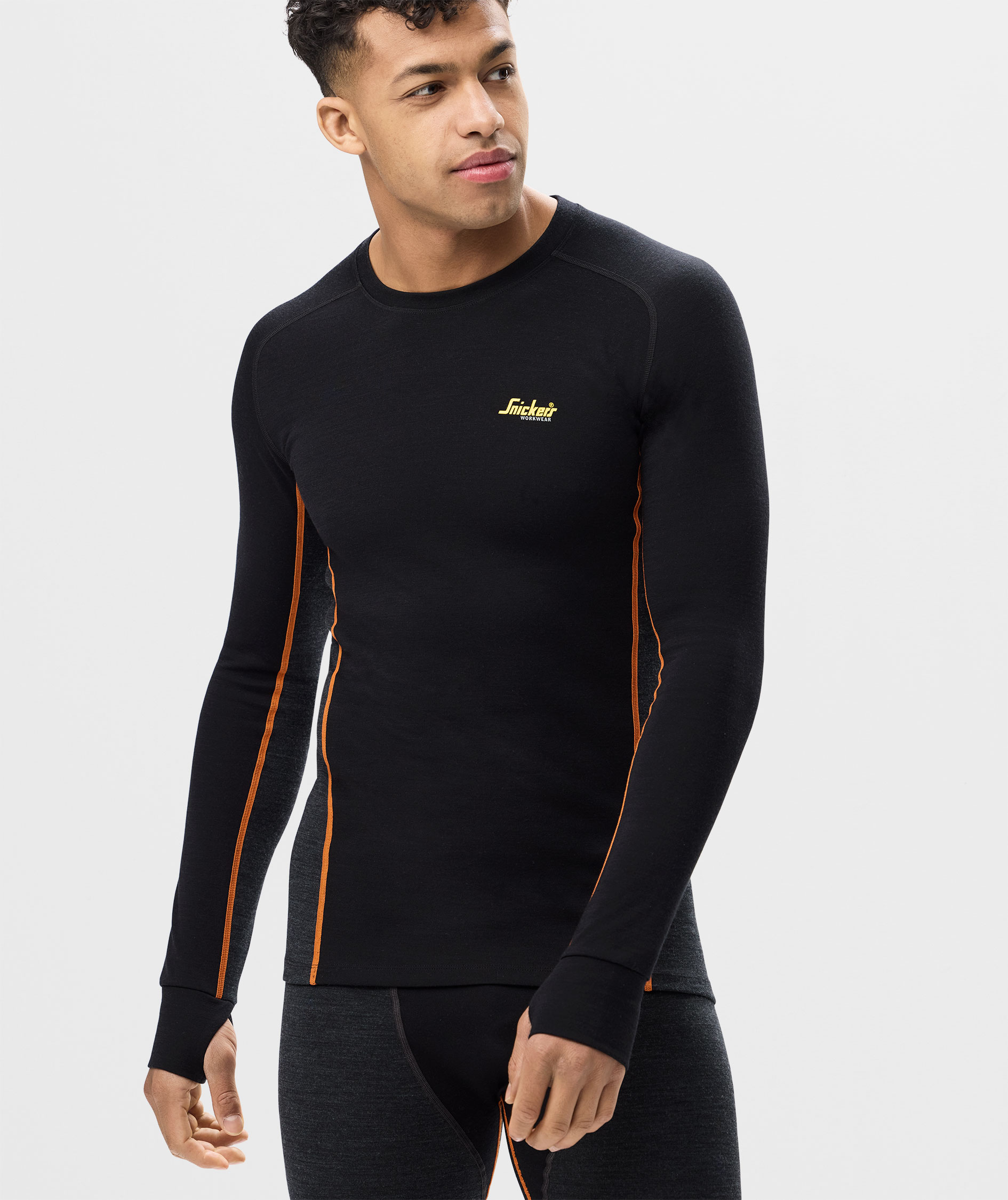 Snickers l&aring;ng&auml;rmad underst&auml;llstr&ouml;ja med merinoull 9480, Black/Anthracite Melange