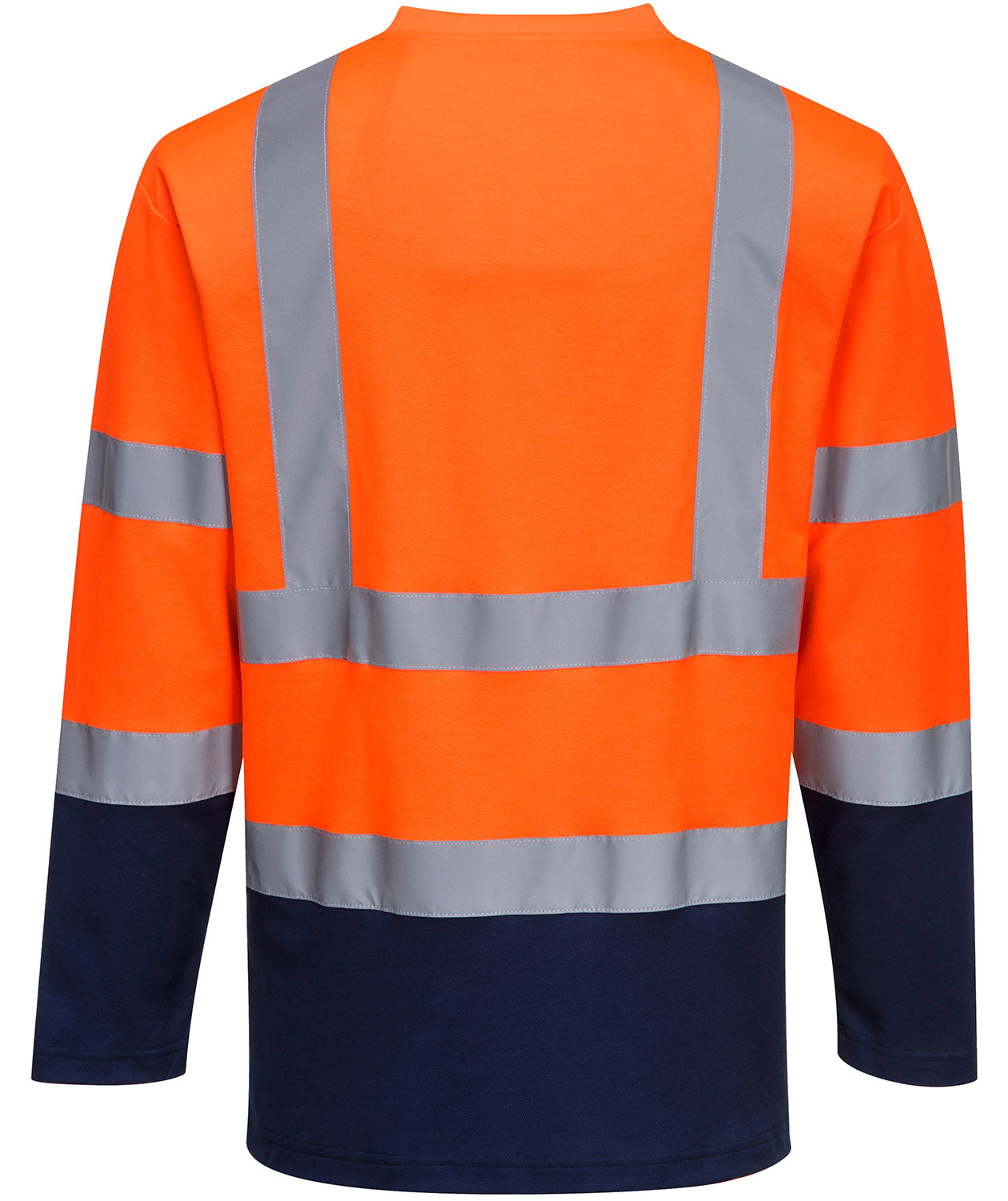 Portwest lang&auml;rmliges T-Shirt, Hi-vis Orange/Marine