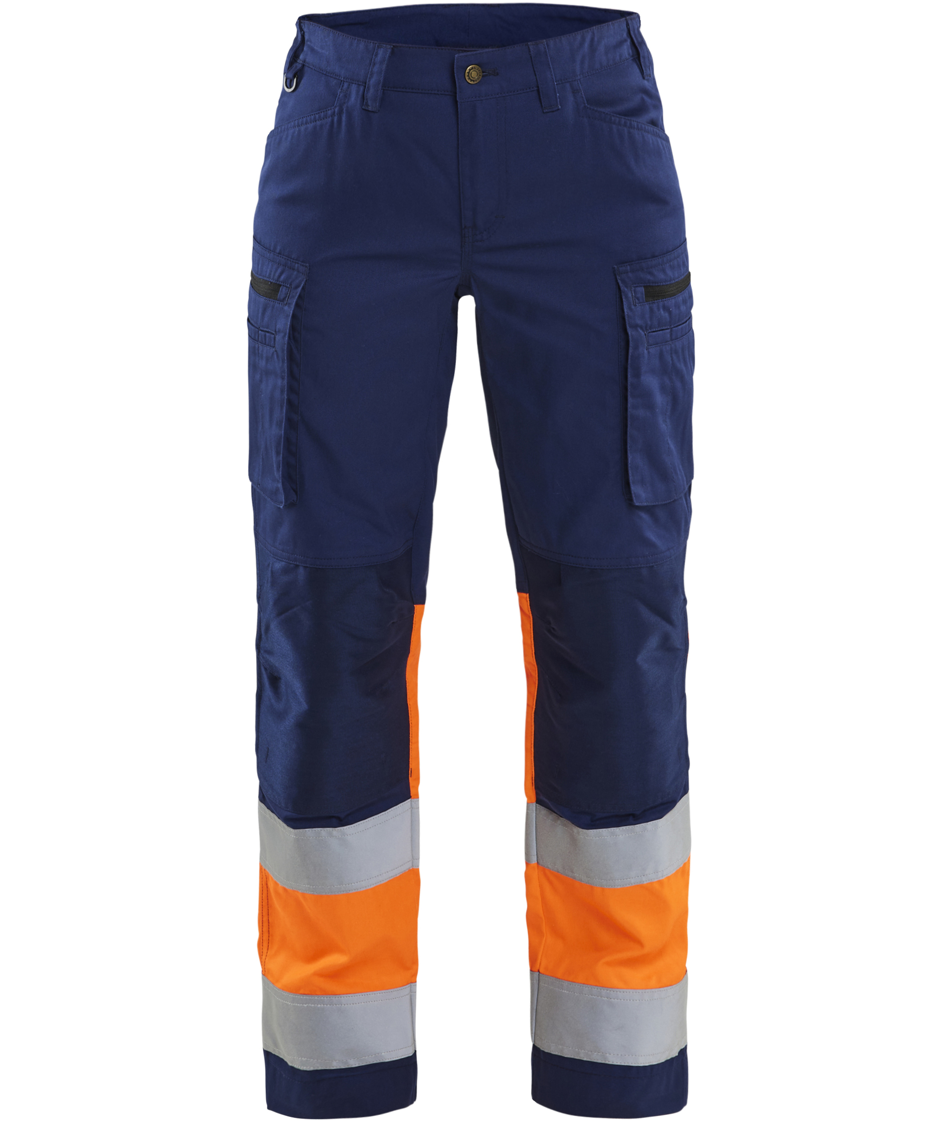 Bl&aring;kl&auml;der dame arbejdsbukser, Marine/Hi-Vis Orange, large image number 0