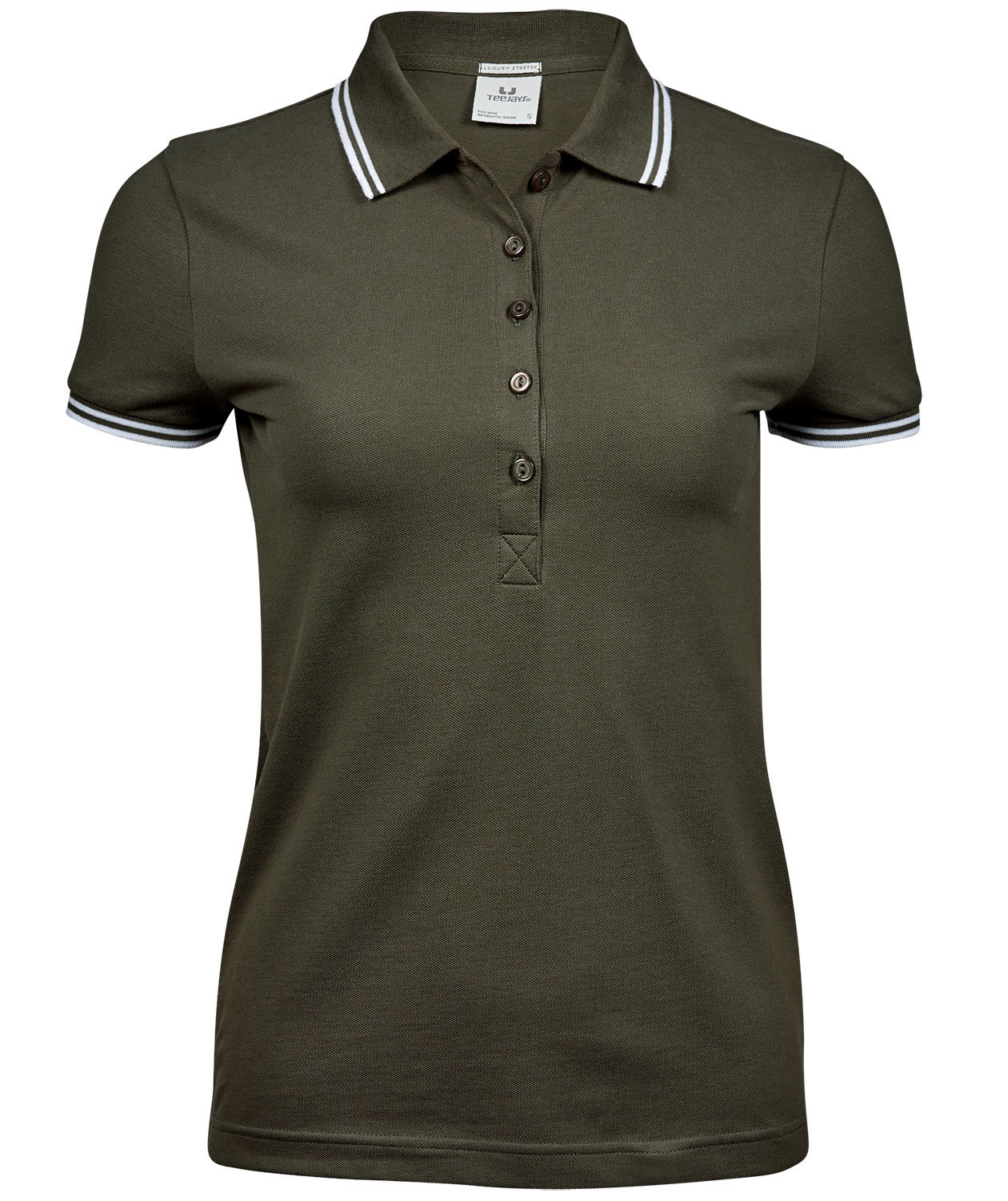 Tee Jays Luxury Stripe pik&eacute;tr&ouml;ja dam, Olive/Vit