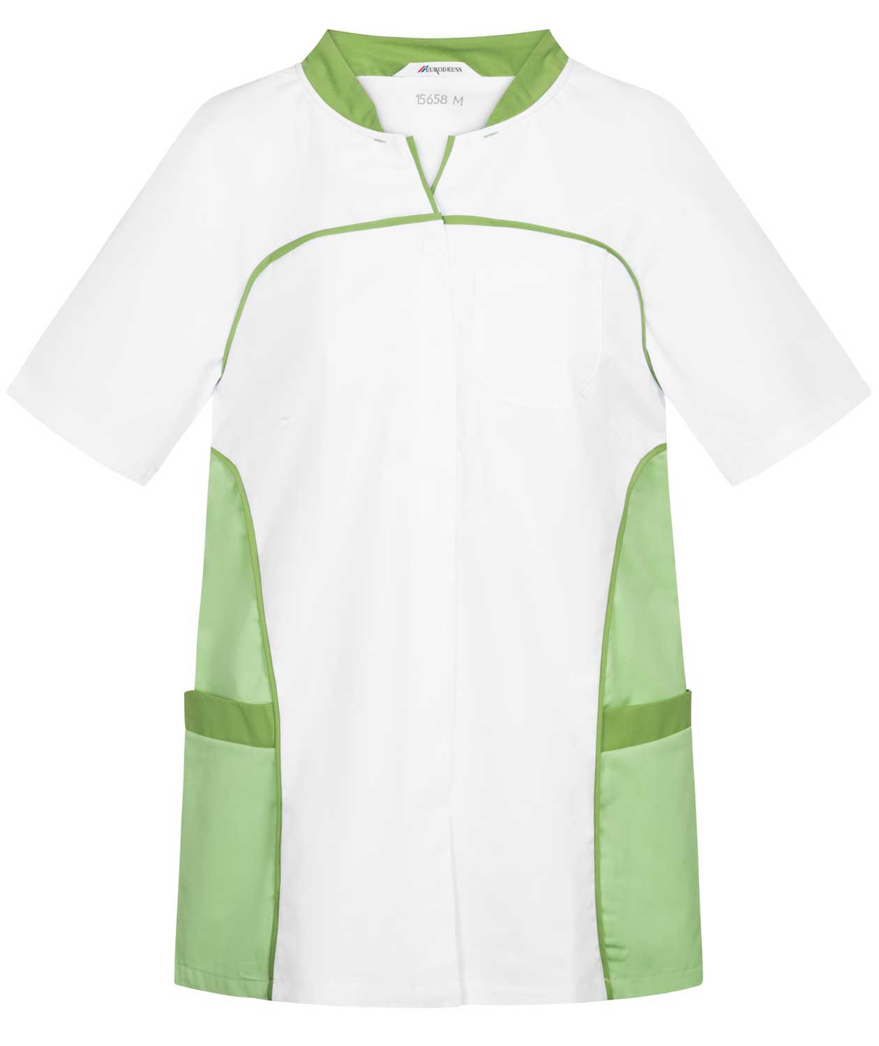 Kentaur kort&auml;rmad skjorta dam, Vit/Gr&ouml;n