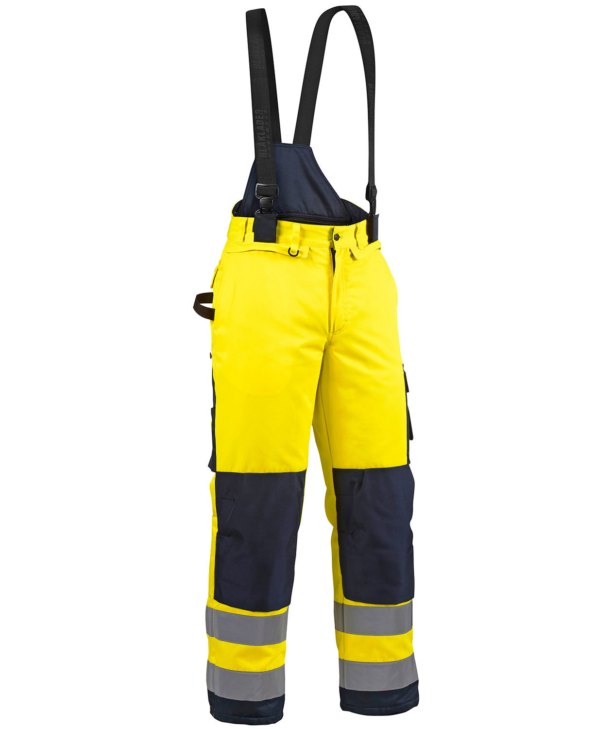 Bl&aring;kl&auml;der vinter arbetsbyxa, Varsel gul/marinbl&aring;