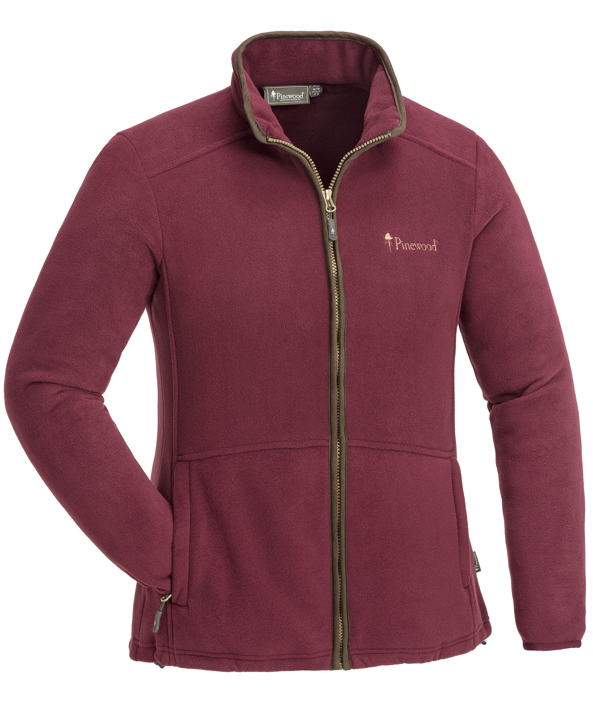 Pinewood Nydala dame fleecejakke, Burgundy/Suede Brown