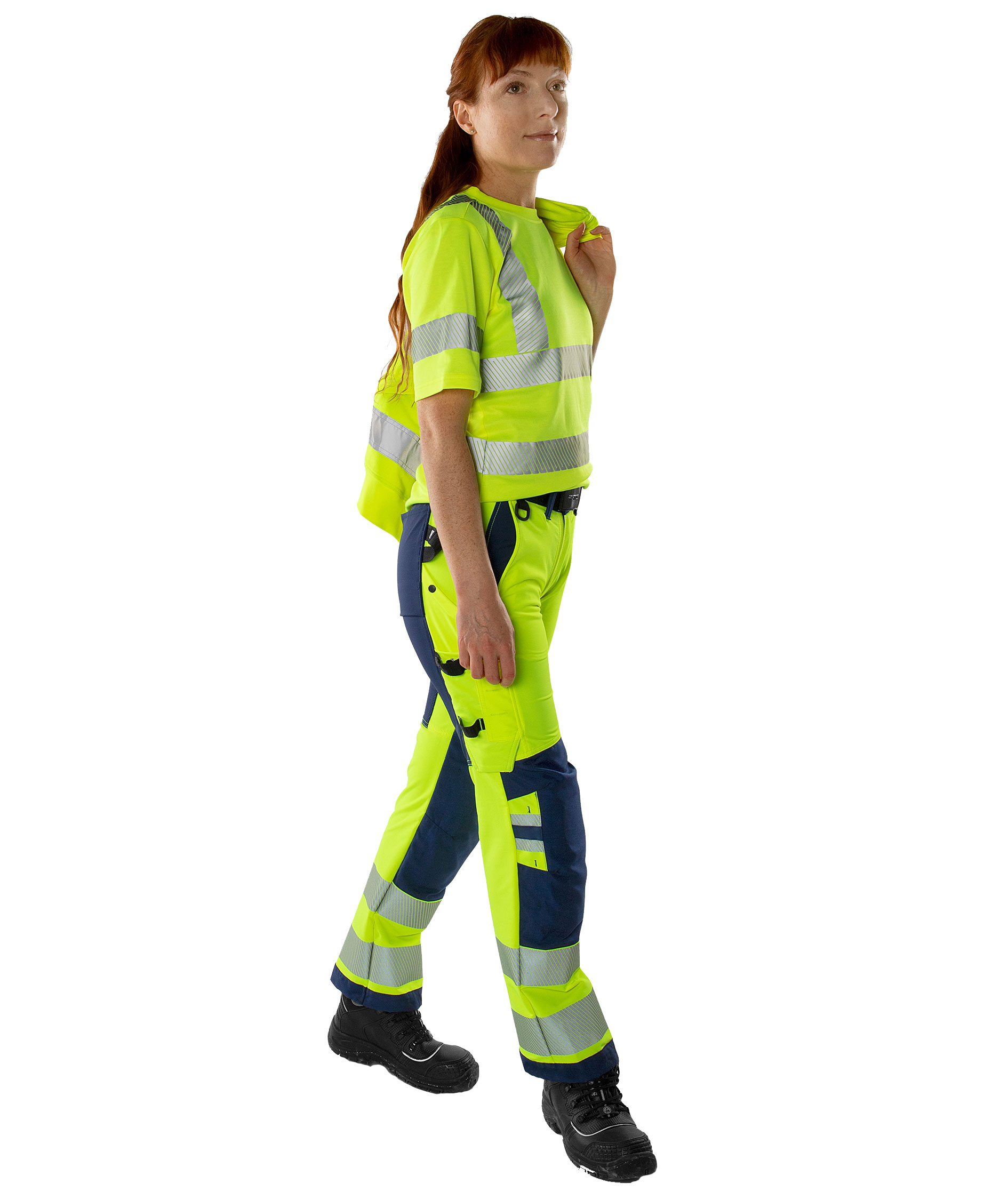 Fristads Green 2665 GSTP arbetsbyxa dam full stretch, Varsel Gul/Svart, large image number 4