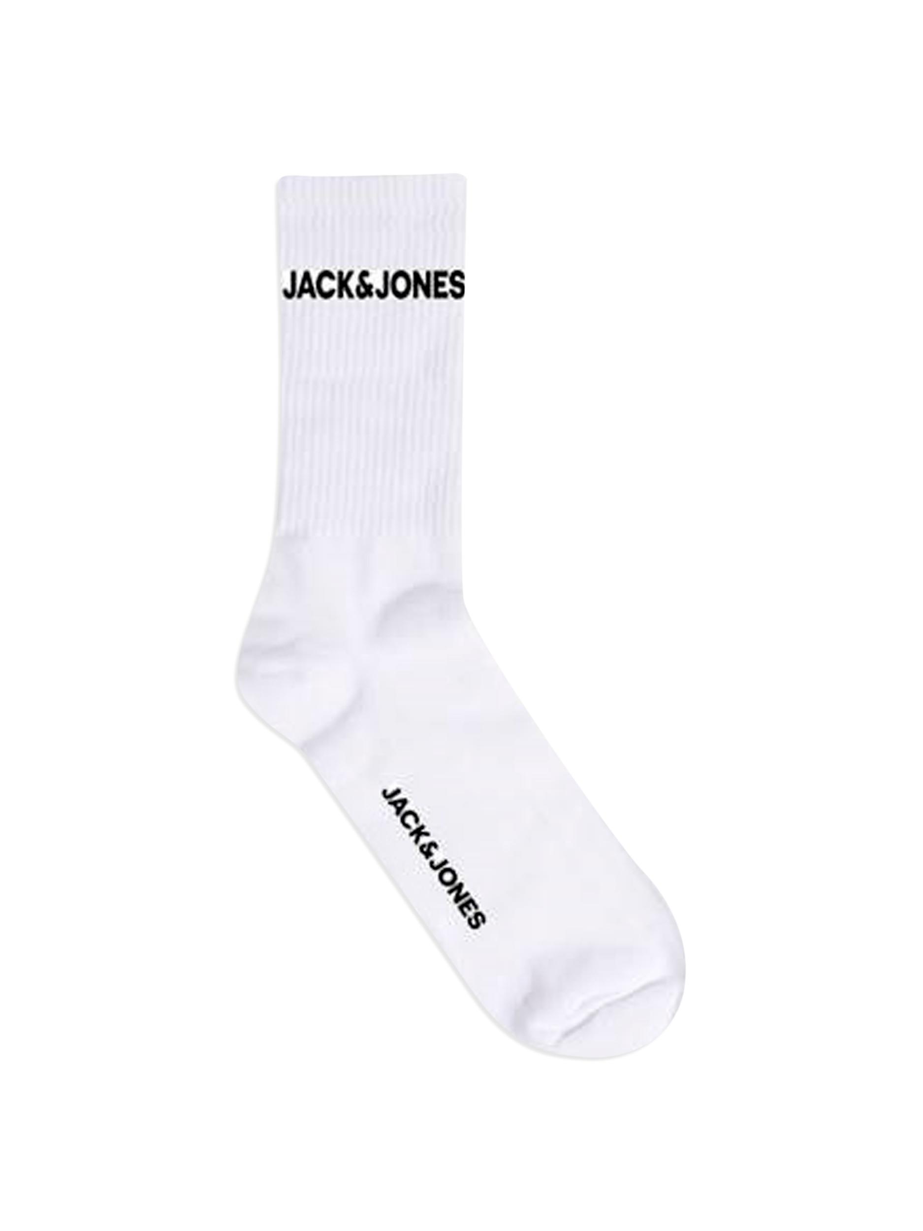 Jack & Jones JACBASIC 5-pack logo tennisstr&oslash;mper, Hvit