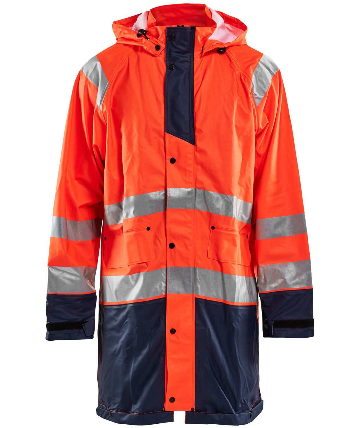 Bl&aring;kl&auml;der regnfrakke, Orange/Marine