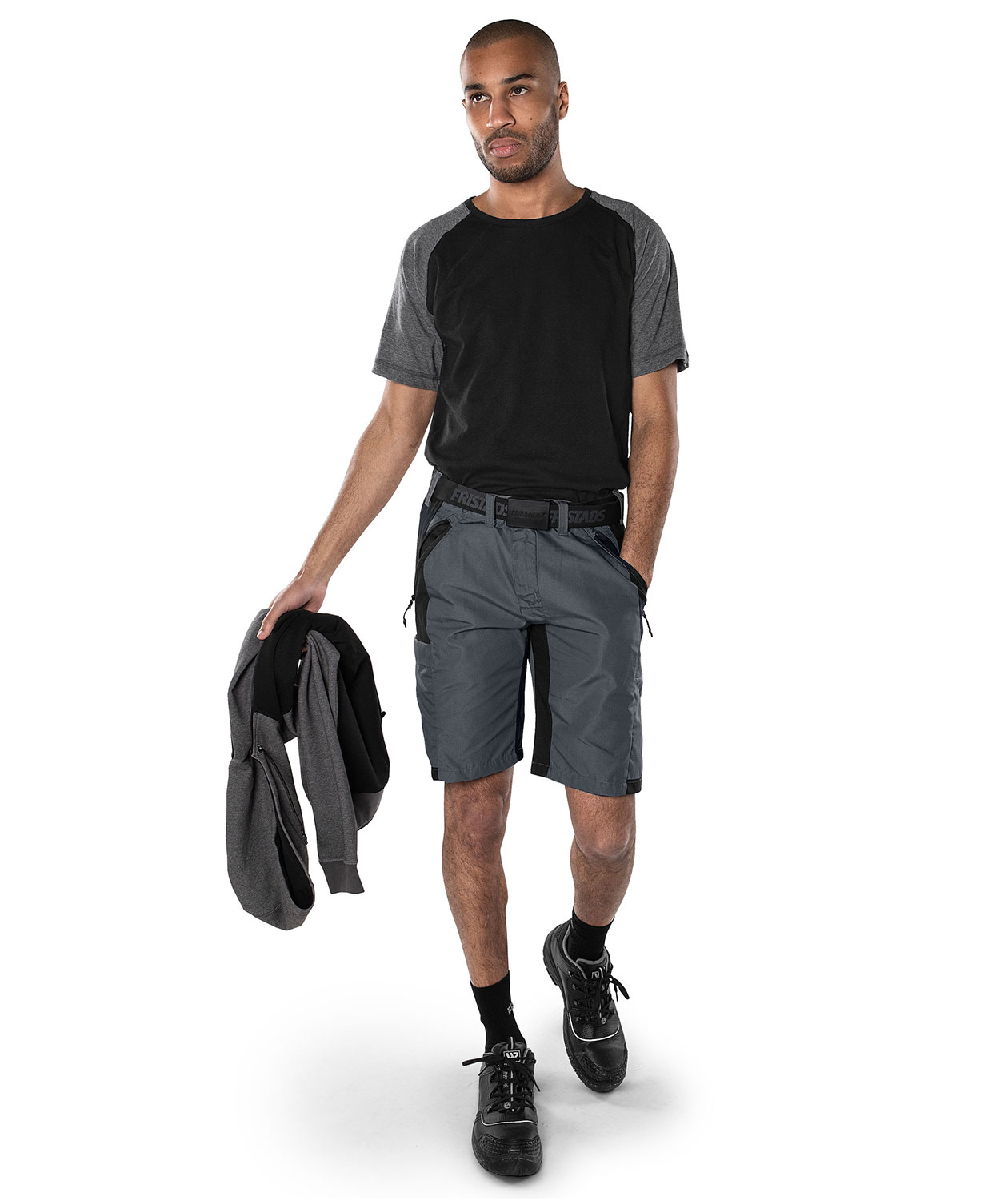 Fristads work shorts 2543 LWR, Grey/Black, large image number 1