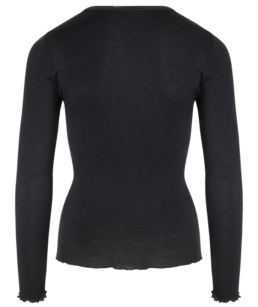 Claire Woman l&aring;ng&auml;rmad T-shirt med merinoull dam, Svart, large image number 2