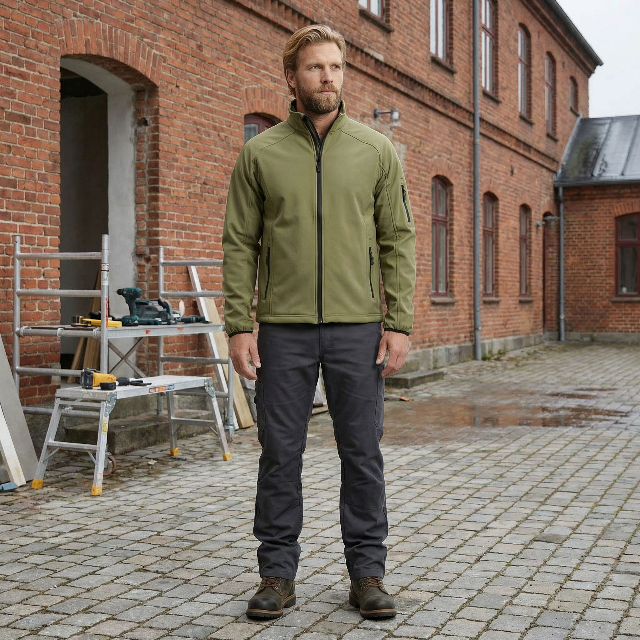 Stadsing softshell jacket, Olive green, large image number 1