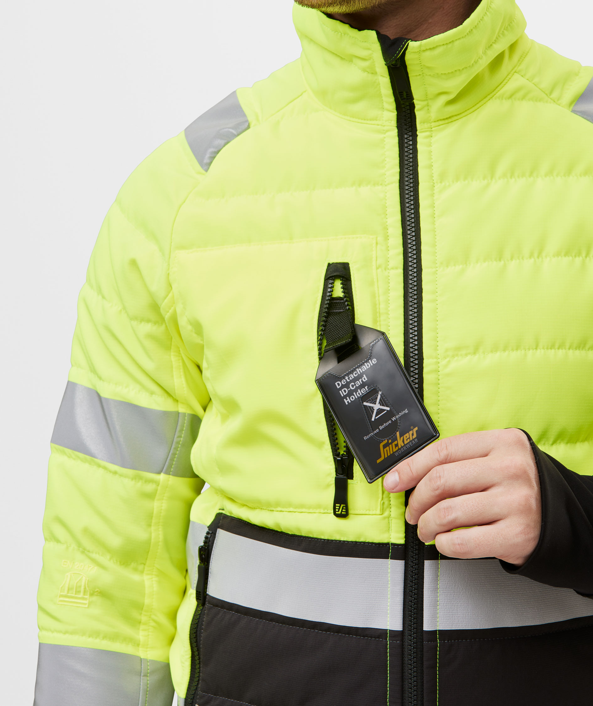 Snickers vattert jakke 8134, Hi-vis Gul/Svart, large image number 5