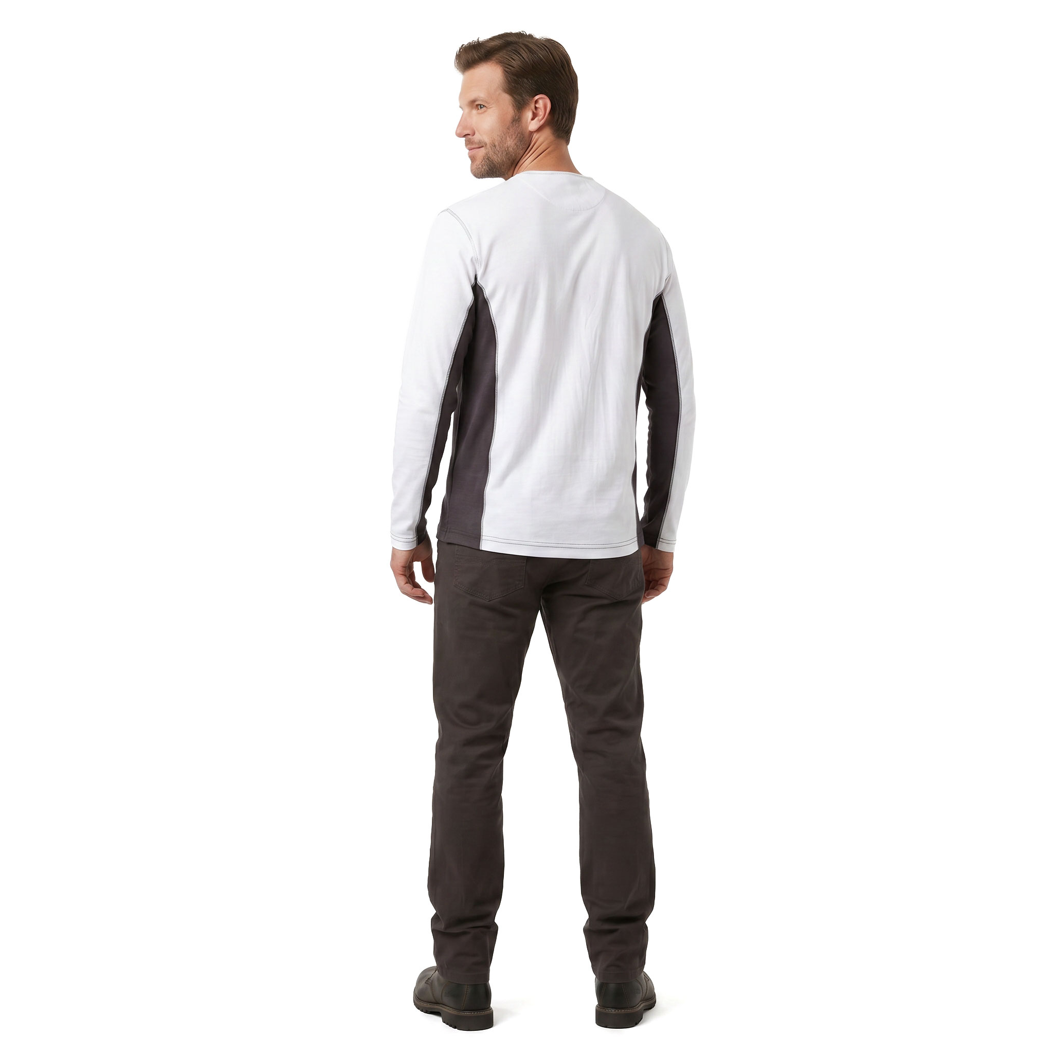 J.A.K. Basic long-sleeved Grandad T-shirt 1627, White/Grey, large image number 3