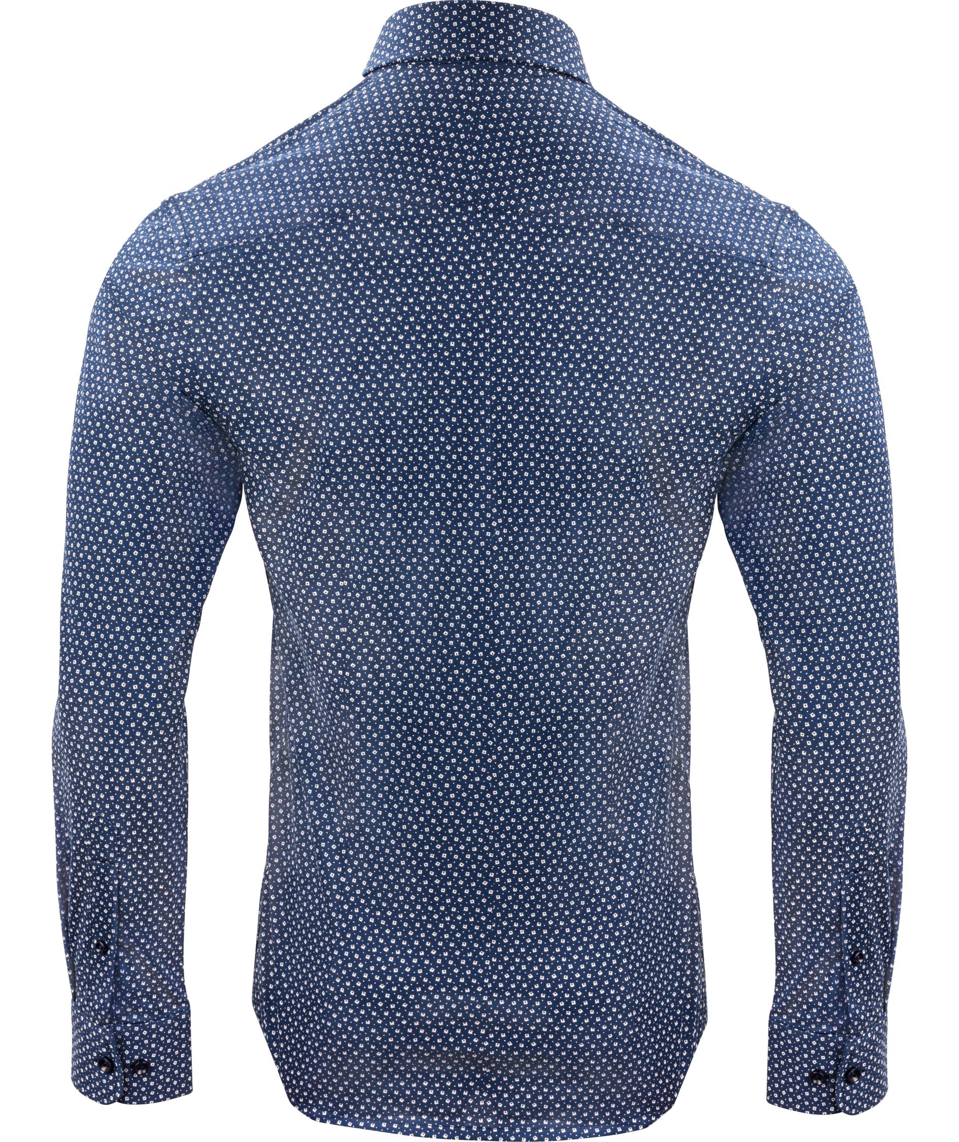 J. Harvest & Frost Piqu&eacute; Indigo Bow 131 slim fit shirt, Navy Print