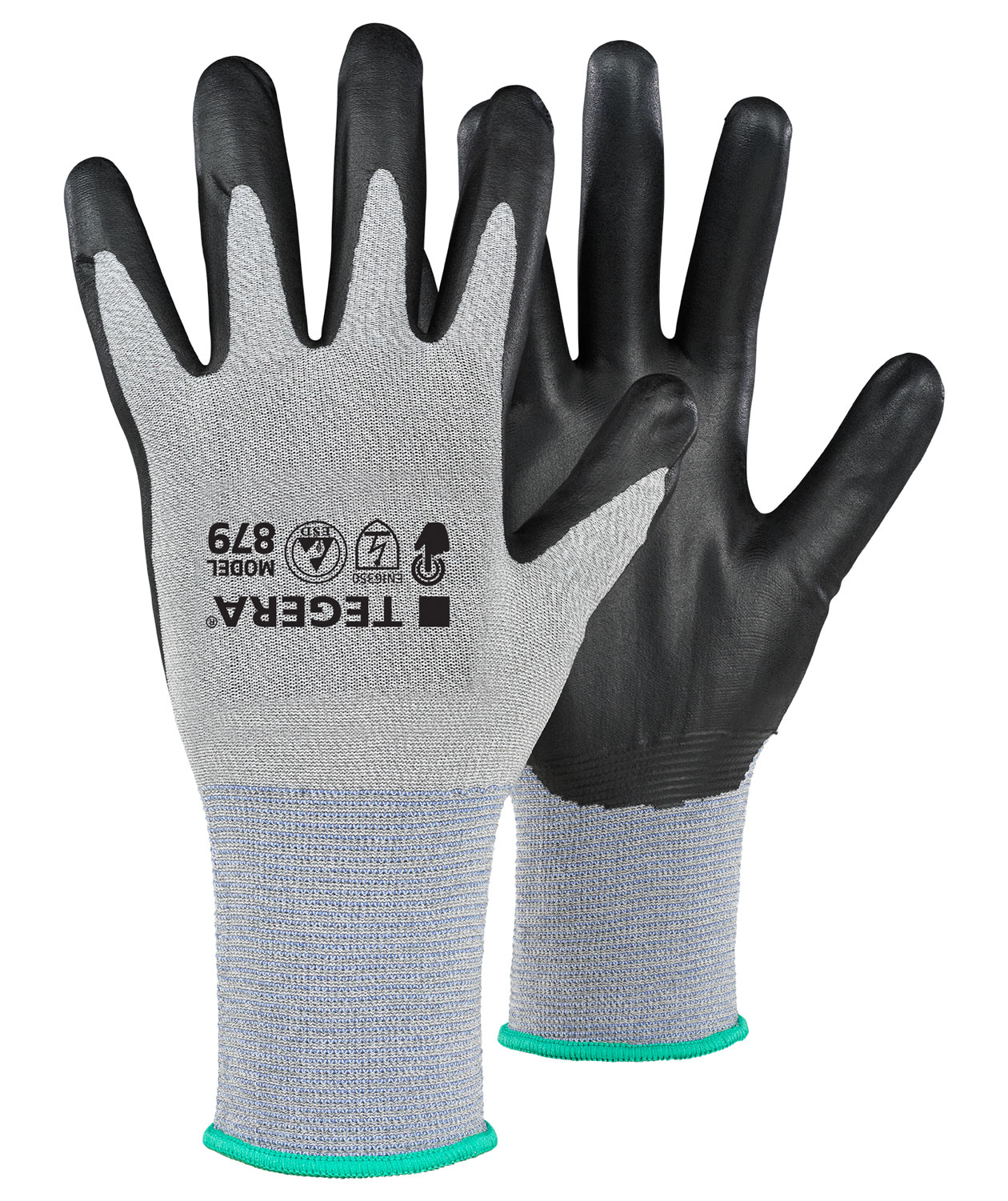Tegera 879 ESD work gloves, Black/Grey, large image number 0