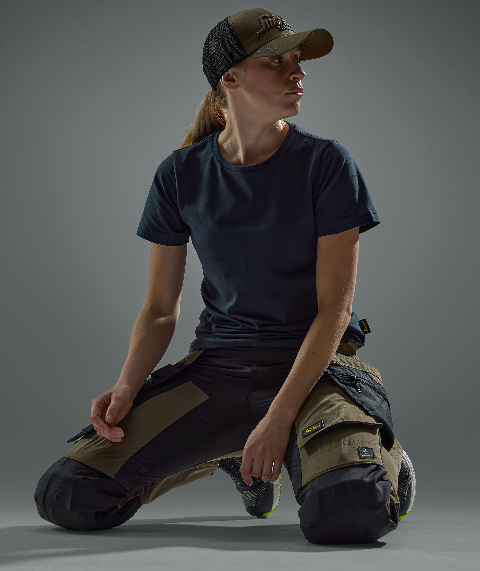 Snickers AllroundWork hantverksbyxa 6217 full stretch dam, Khaki gr&ouml;n/svart