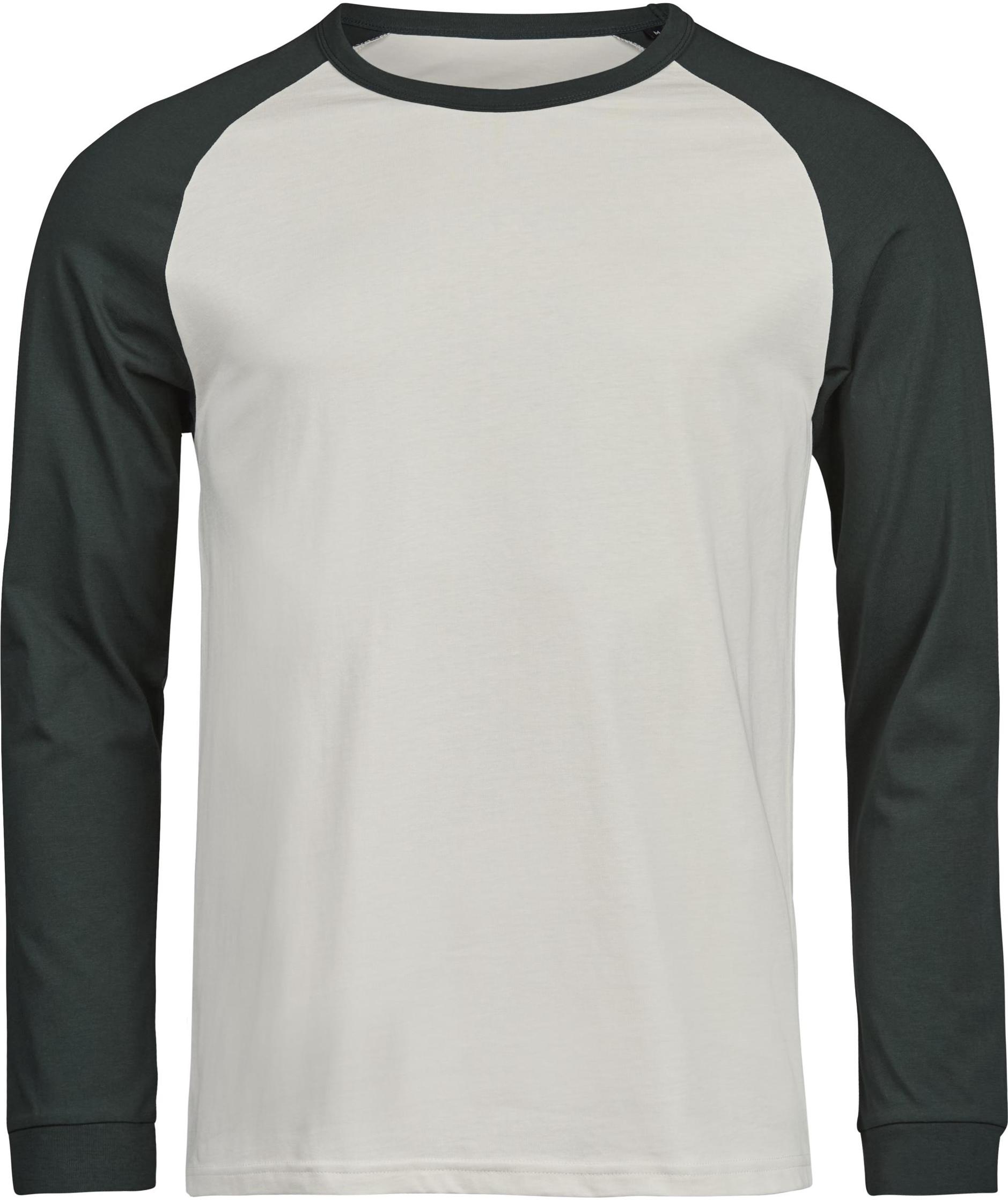 Tee Jays UNLABELED lang&aelig;rmet baseball T-shirt, Cement/Dark Green