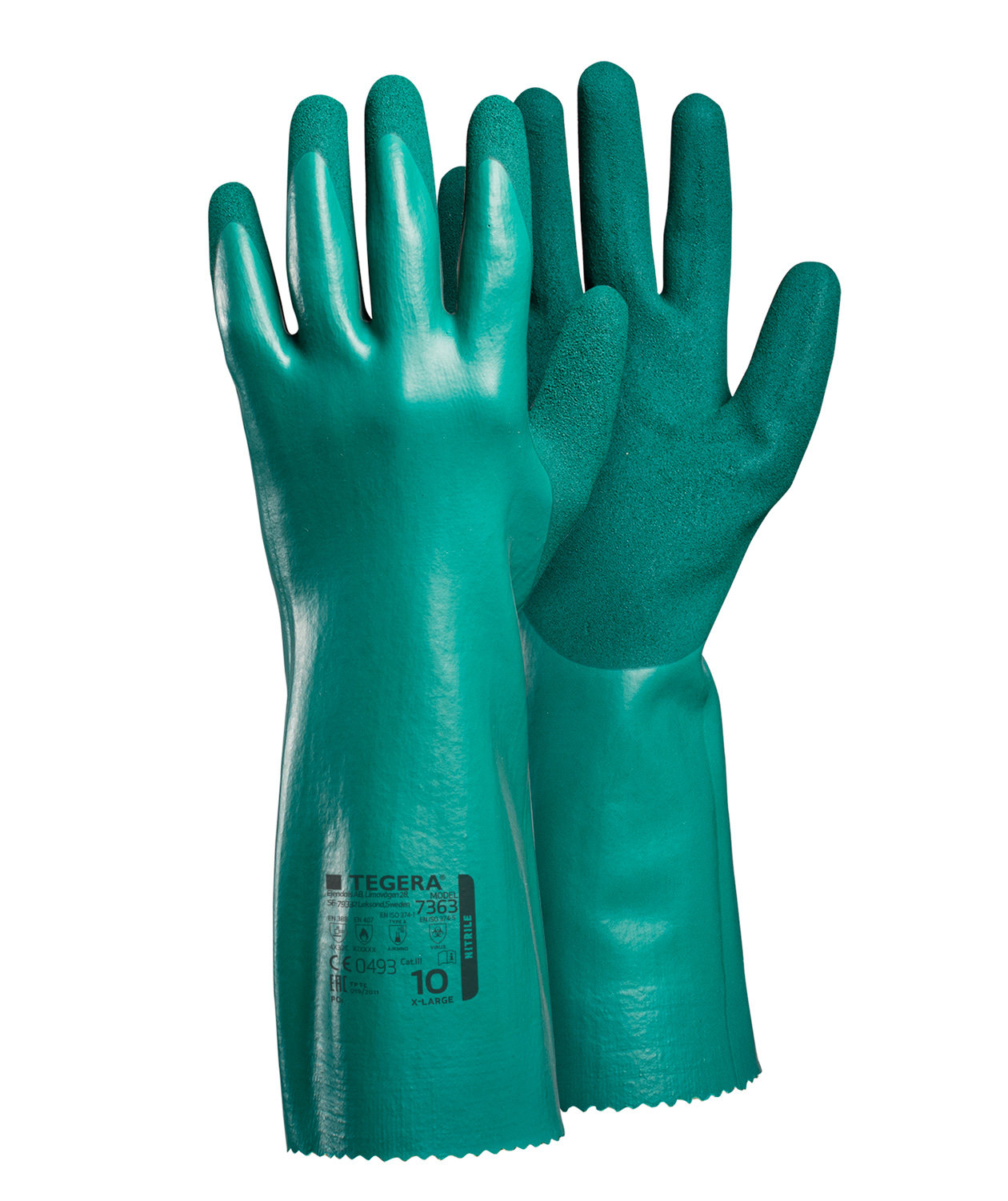 Tegera 7363 Chemikalienschutzhandschuhe Cut C, Gr&uuml;n