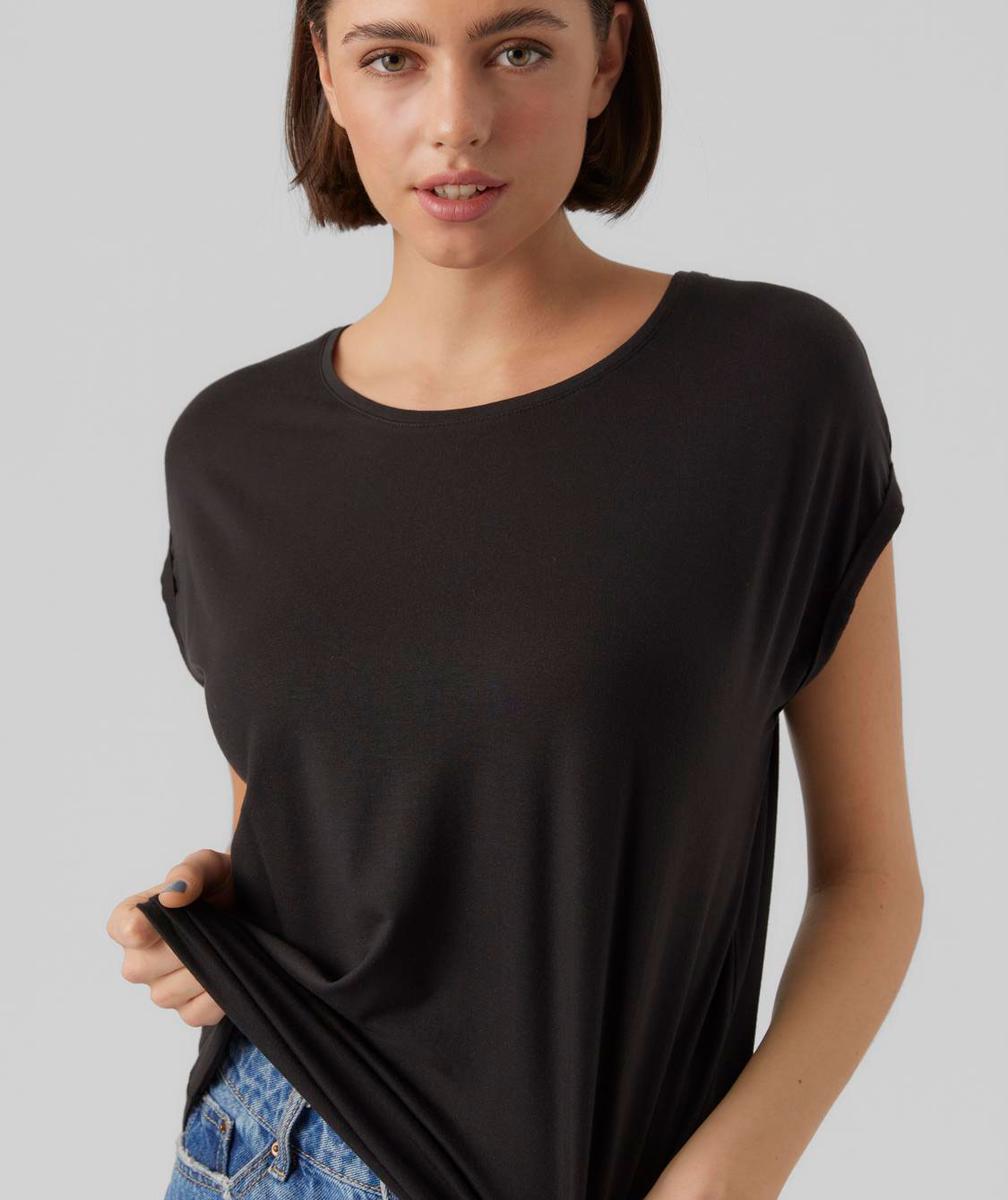 Vero Moda VMAVA PLAIN dame T-shirt, Black, large image number 3