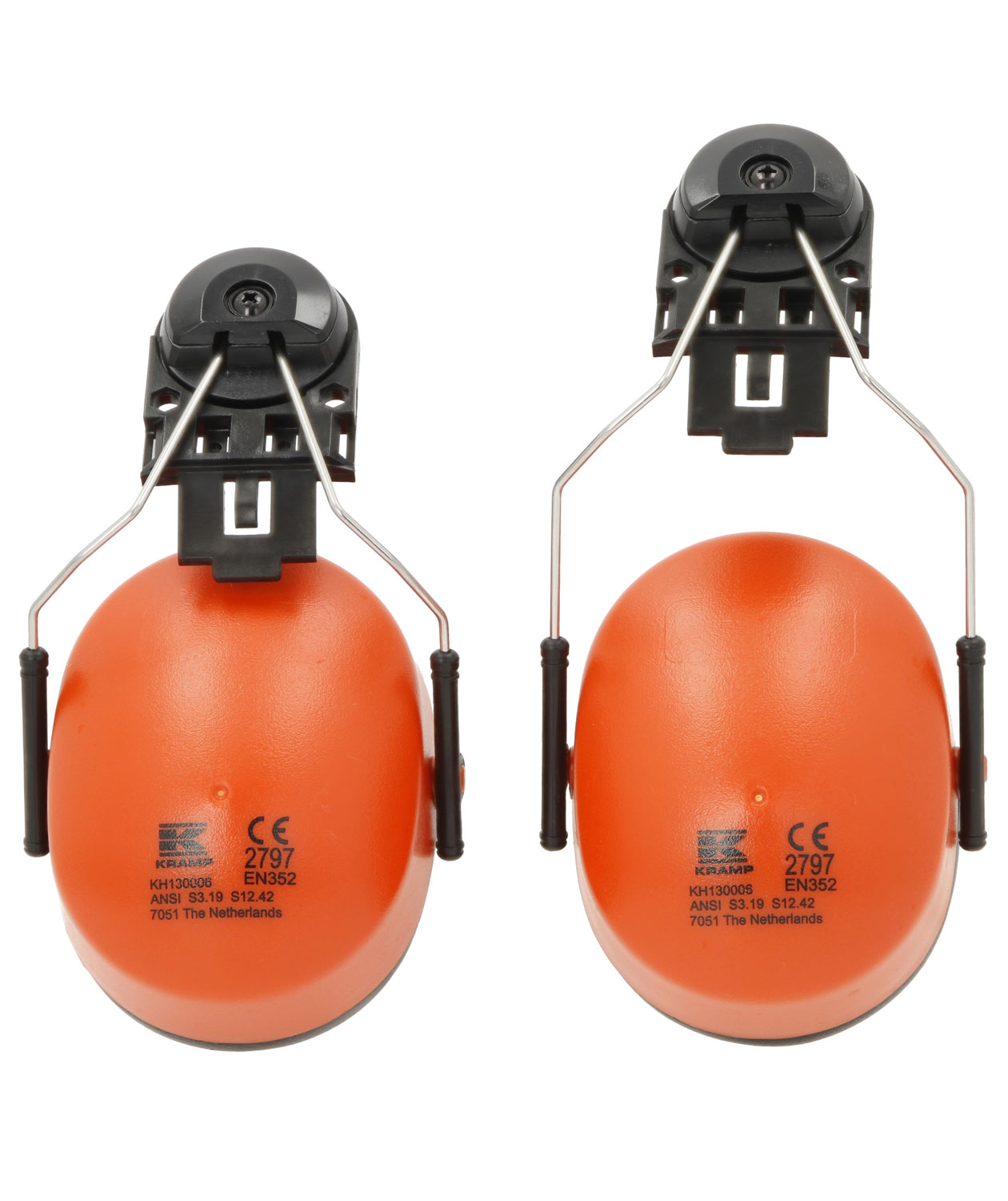 Kramp h&ouml;rselk&aring;por till hj&auml;lmmontering, Orange