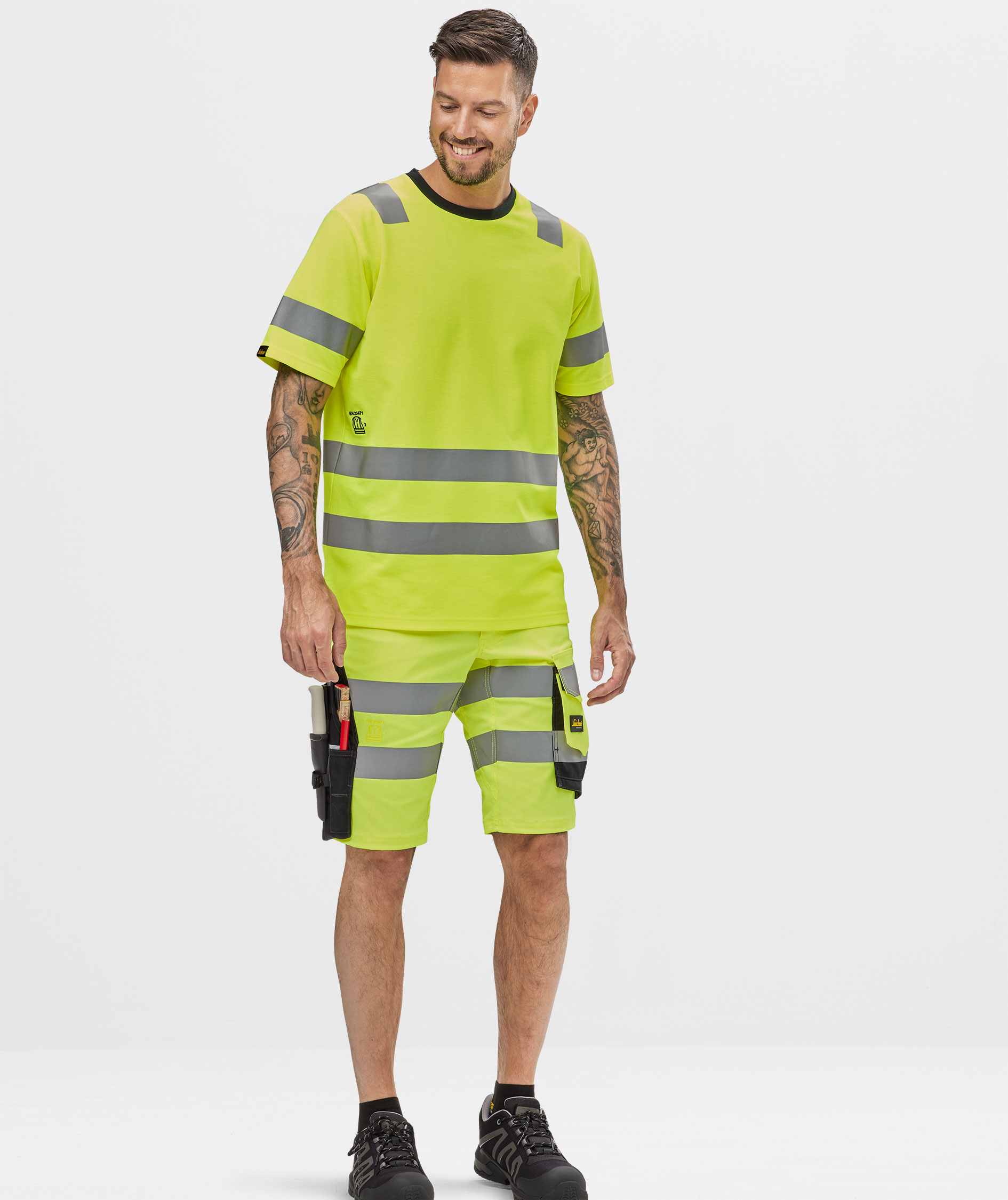 Snickers work shorts 6136, Hi-vis Yellow/Black
