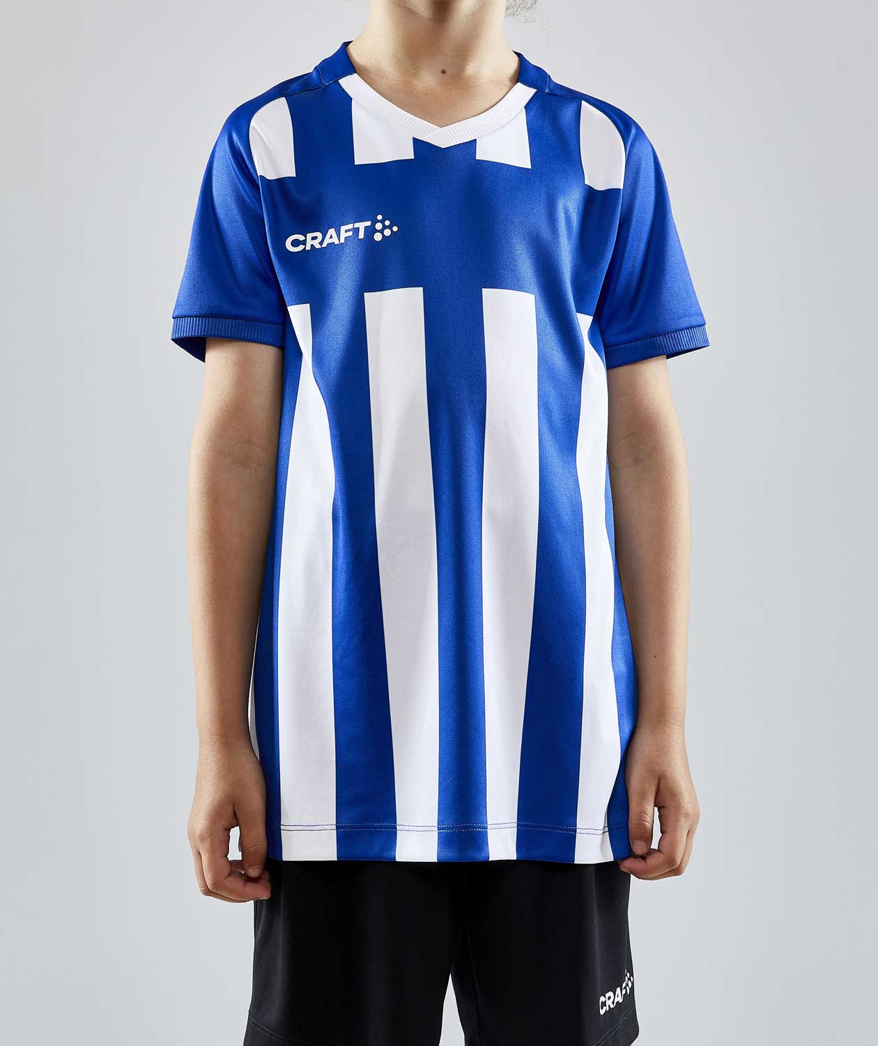 Craft Progress 2.0 Stripe Jersey T-shirt til b&oslash;rn, Hvid/Club Cobolt, large image number 1