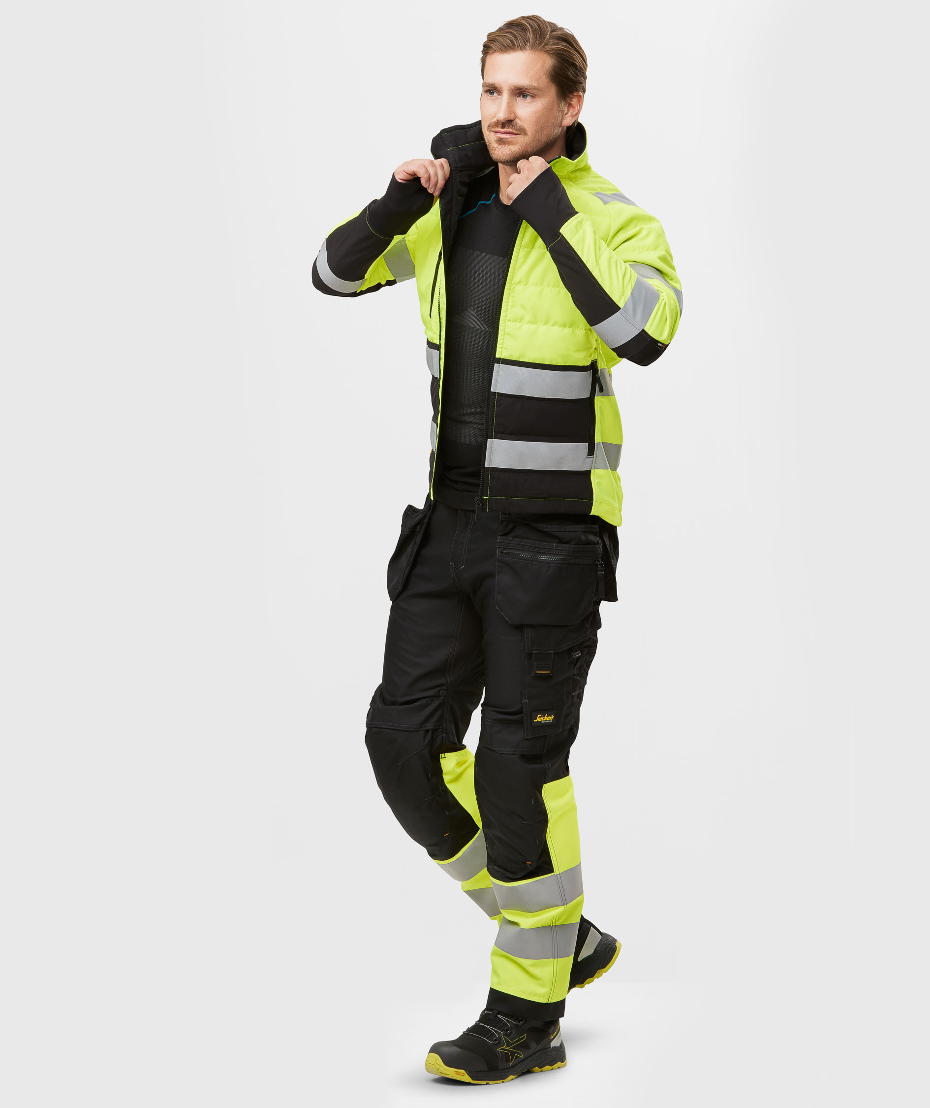 Snickers vadderad jacka 8134, Varsel Gul/Svart