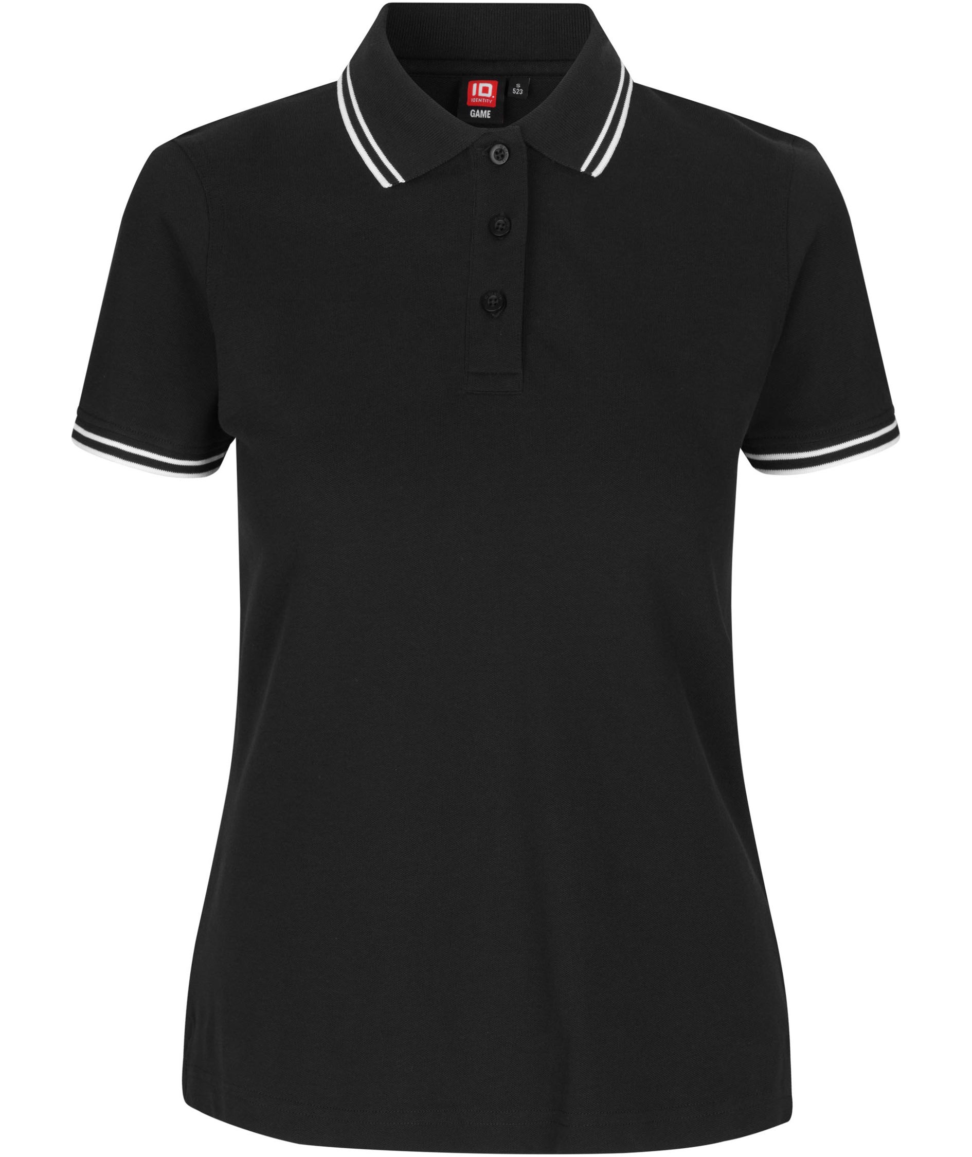 ID stretch dame polo T-shirt, Sort, Sort, swatch