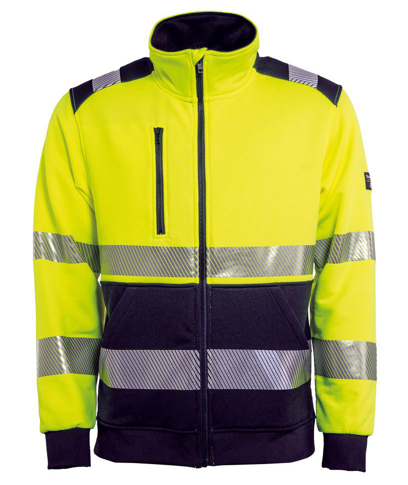 Tranemo Cardigan, Hi-Vis gelb/marine