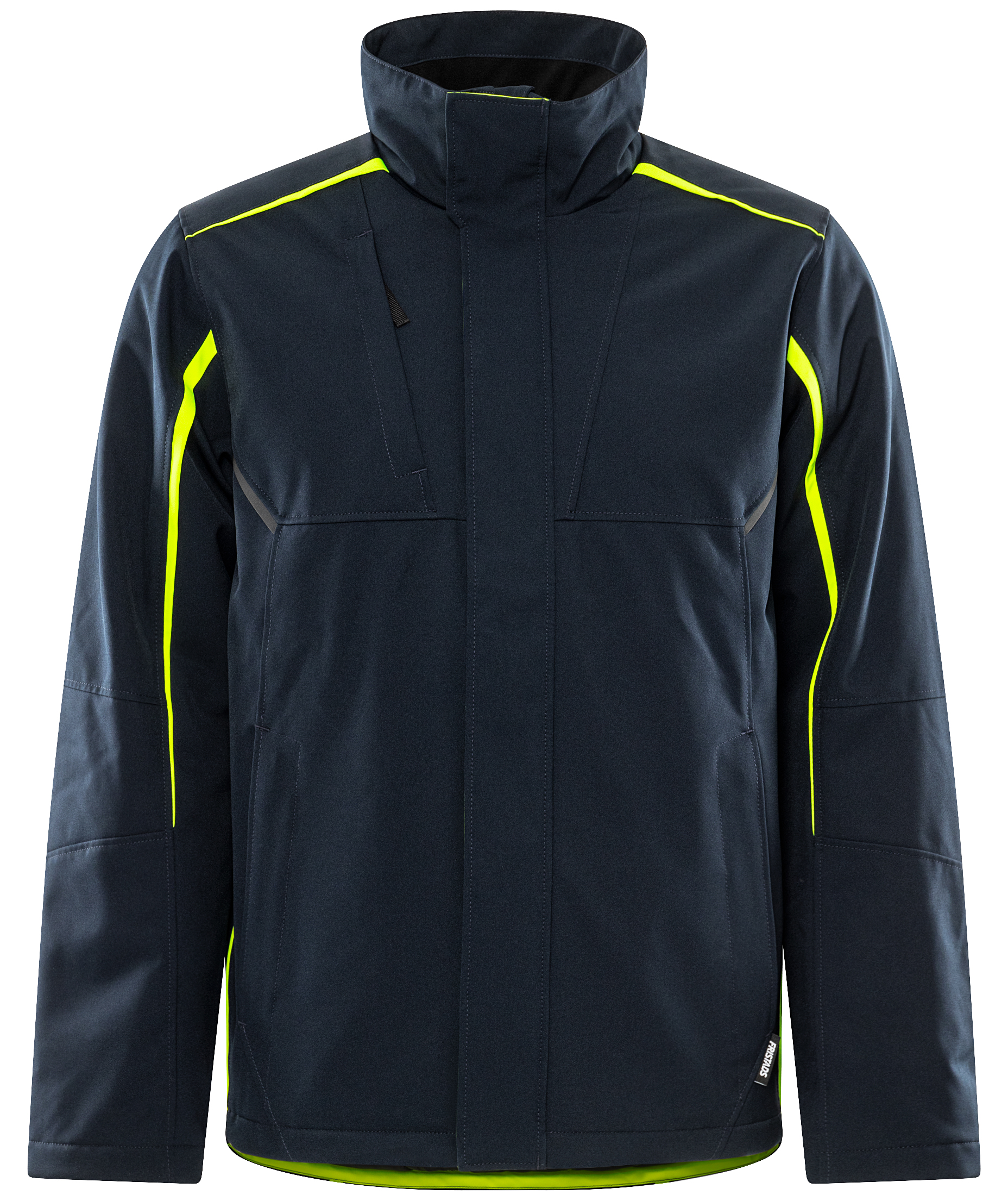 Fristads softshell vinterjakke 4931 GSW full stretch, M&oslash;rk Marine/Hi-Vis Gul, M&oslash;rk Marine/Hi-Vis Gul, swatch
