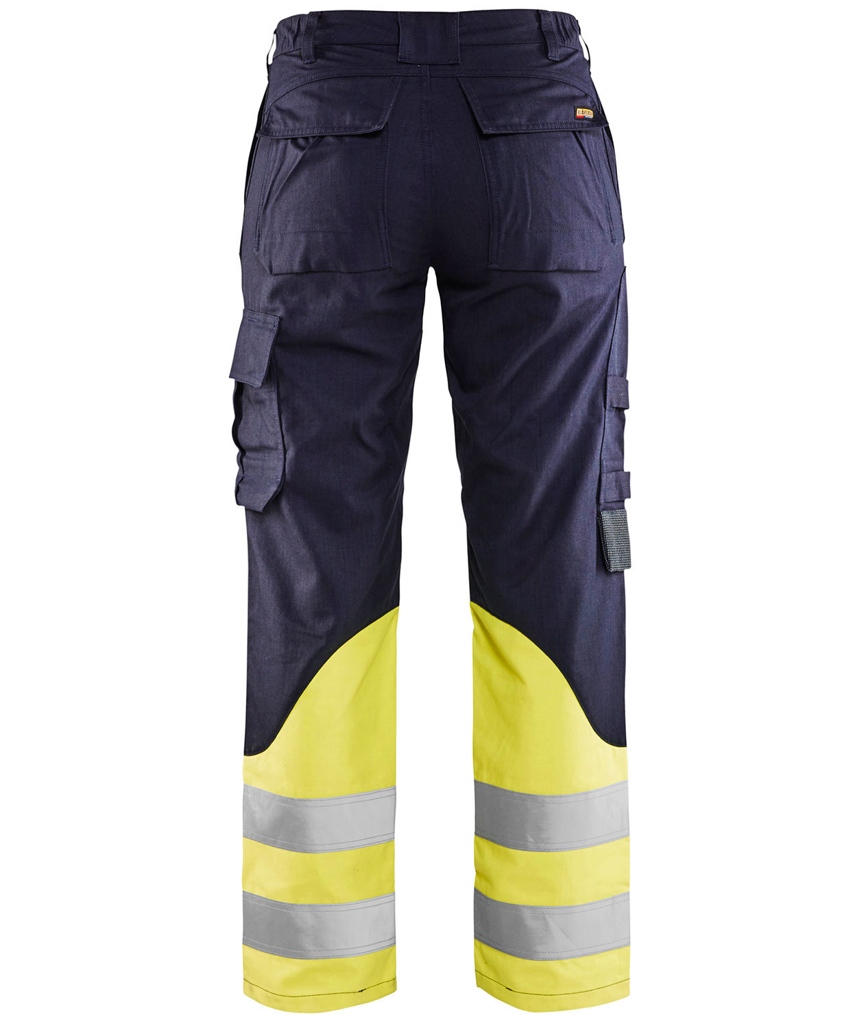 Bl&aring;kl&auml;der Multinorm dame arbejdsbukser, Bl&aring;/Hi-vis gul