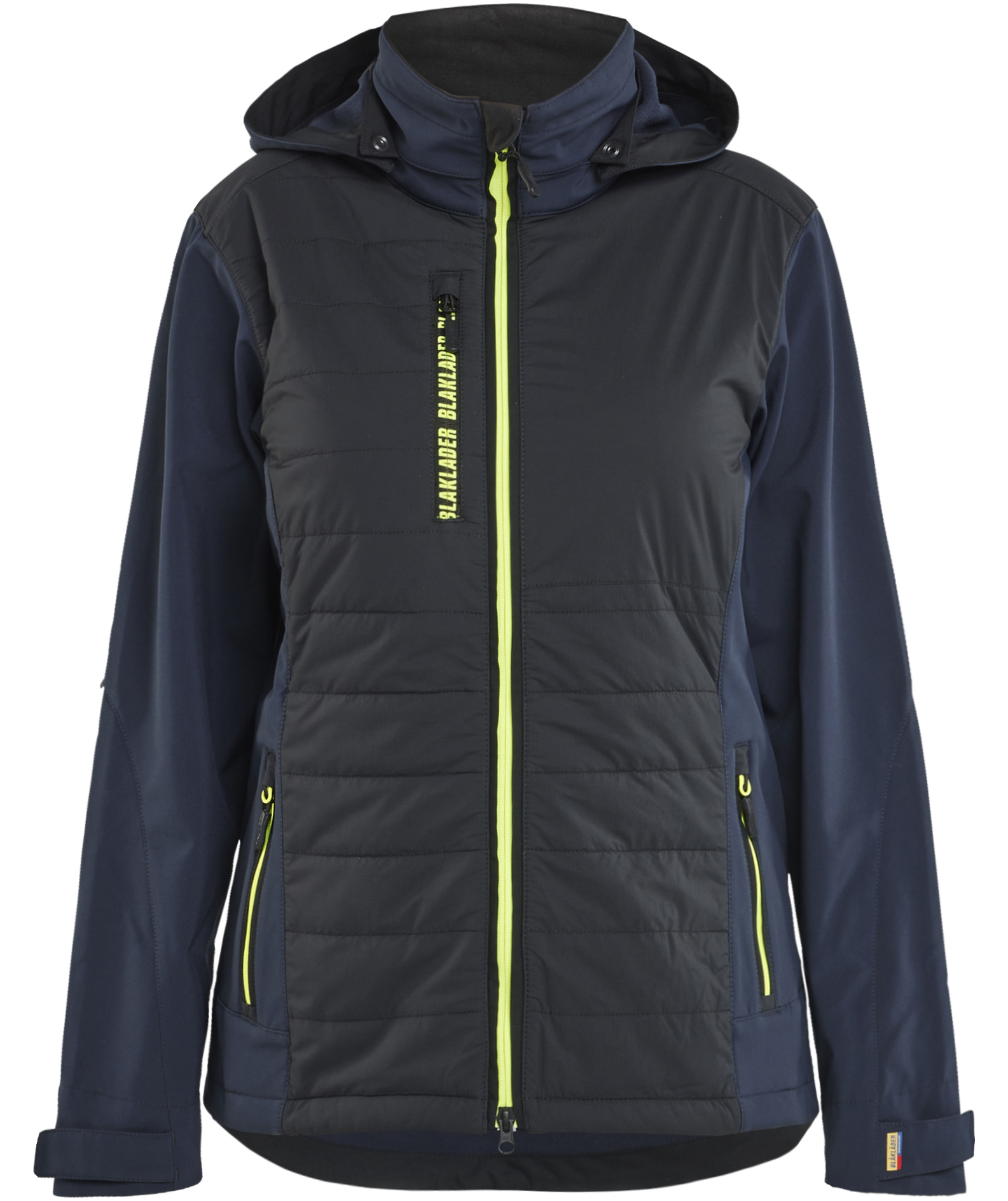 Bl&aring;kl&auml;der dame hybridjakke, M&oslash;rk Marine/Hi-Vis Gul, large image number 0