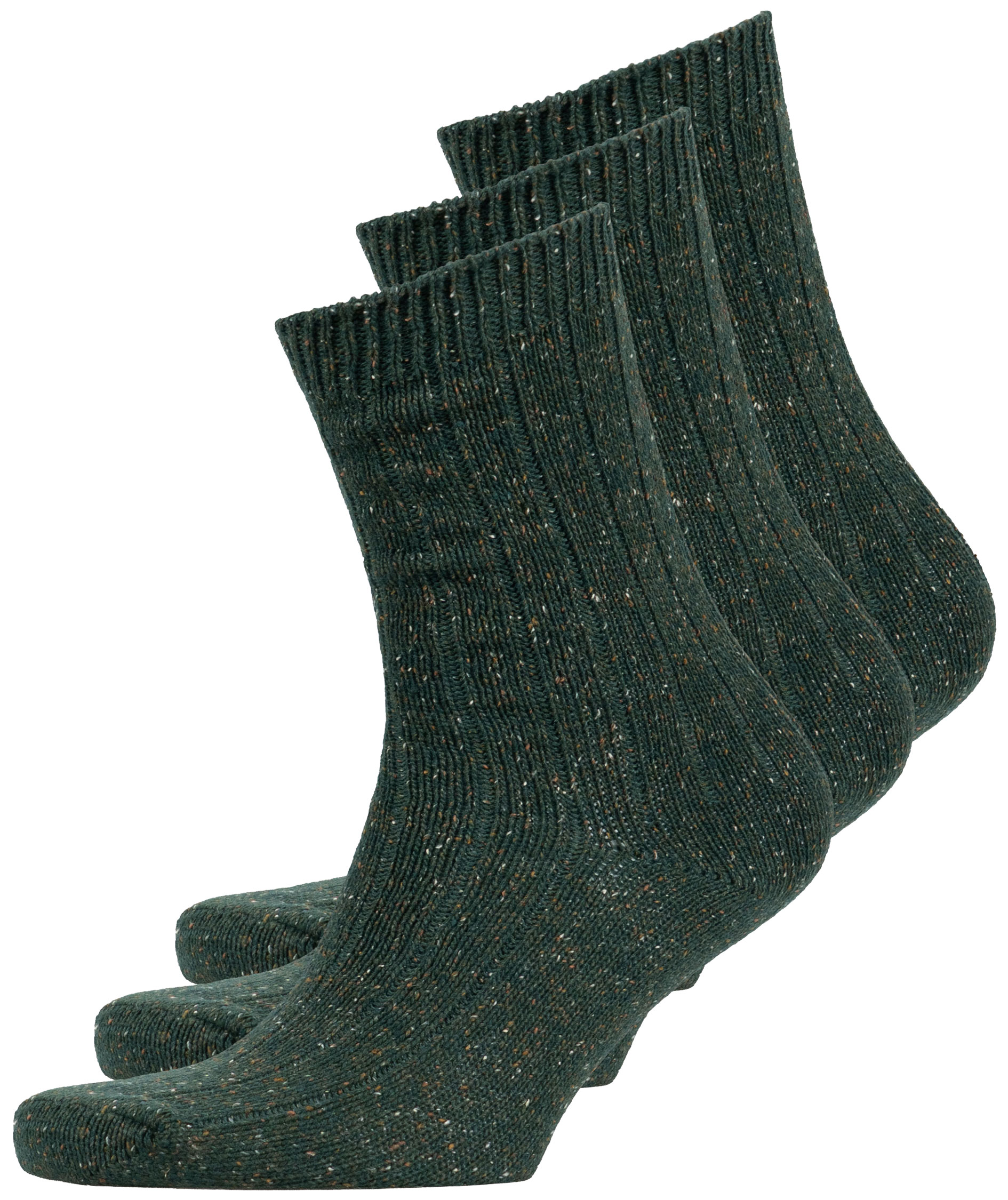 Westborn 3-pack wool socks, Dark olive melange