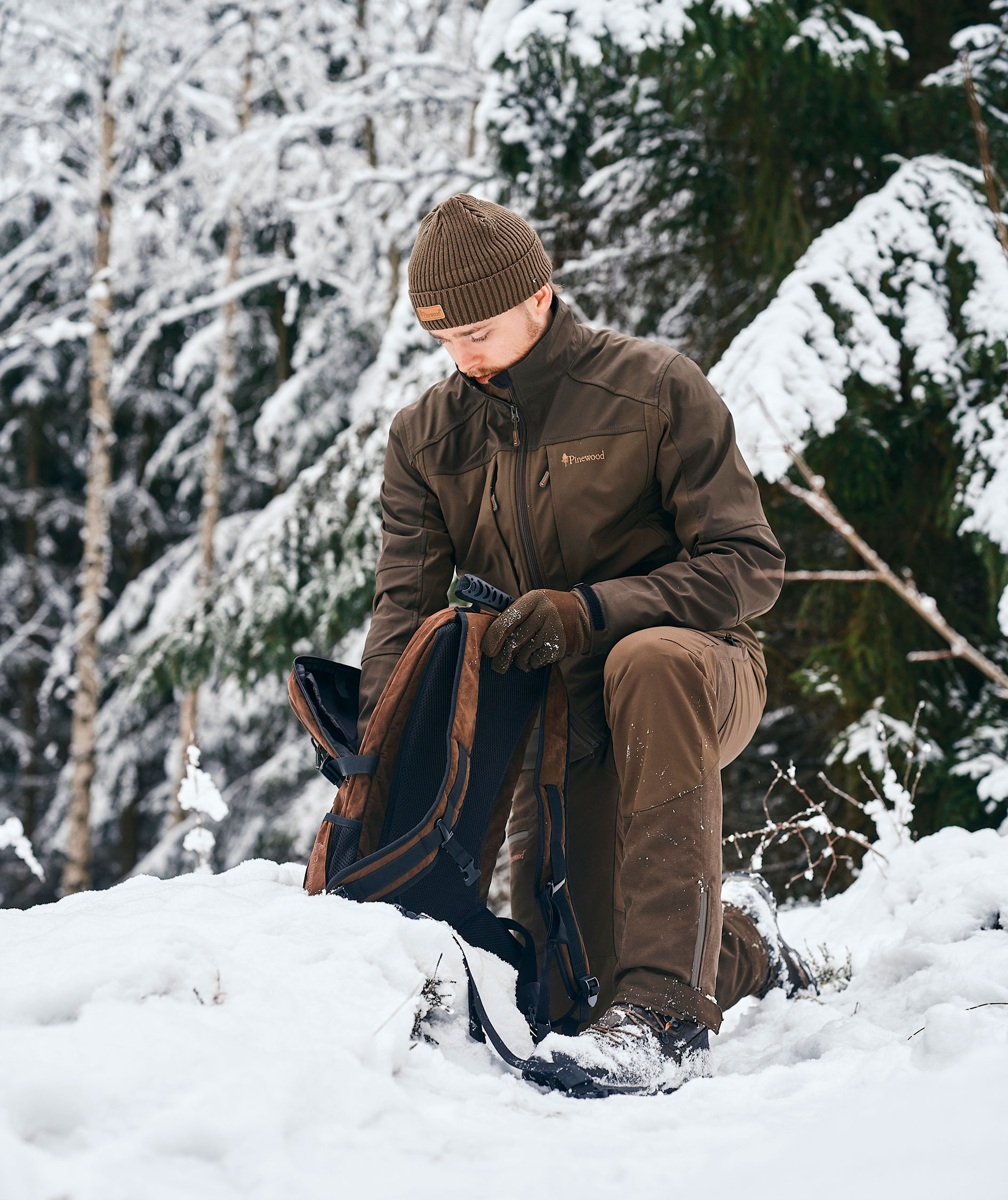 Pinewood Sm&aring;land Stretch softshelljakke, Dark Olive/Suede Brown, large image number 6