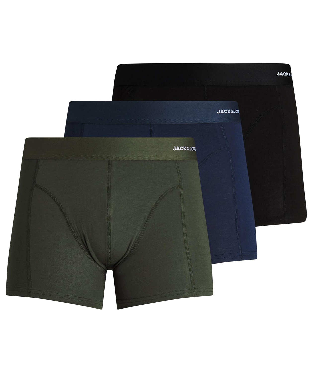 Jack & Jones JACBASIC 3er Pack Bambus Boxershorts, Blau/Gr&uuml;n/Schwarz