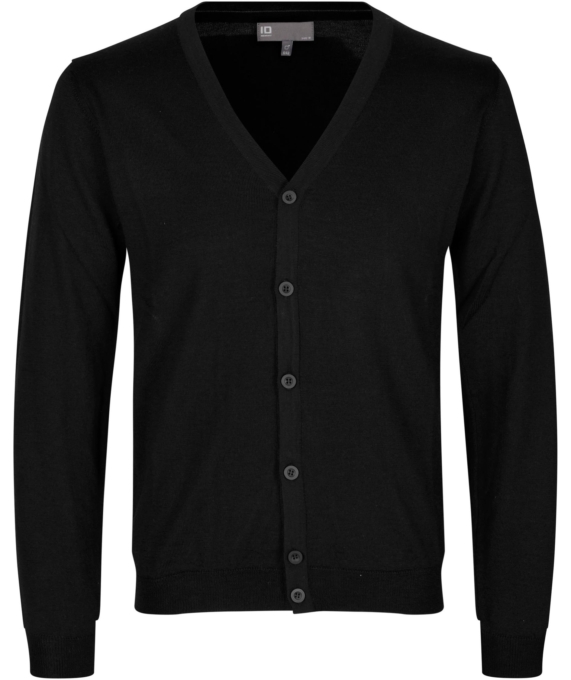 ID stickad cardigan med merinoull, Svart