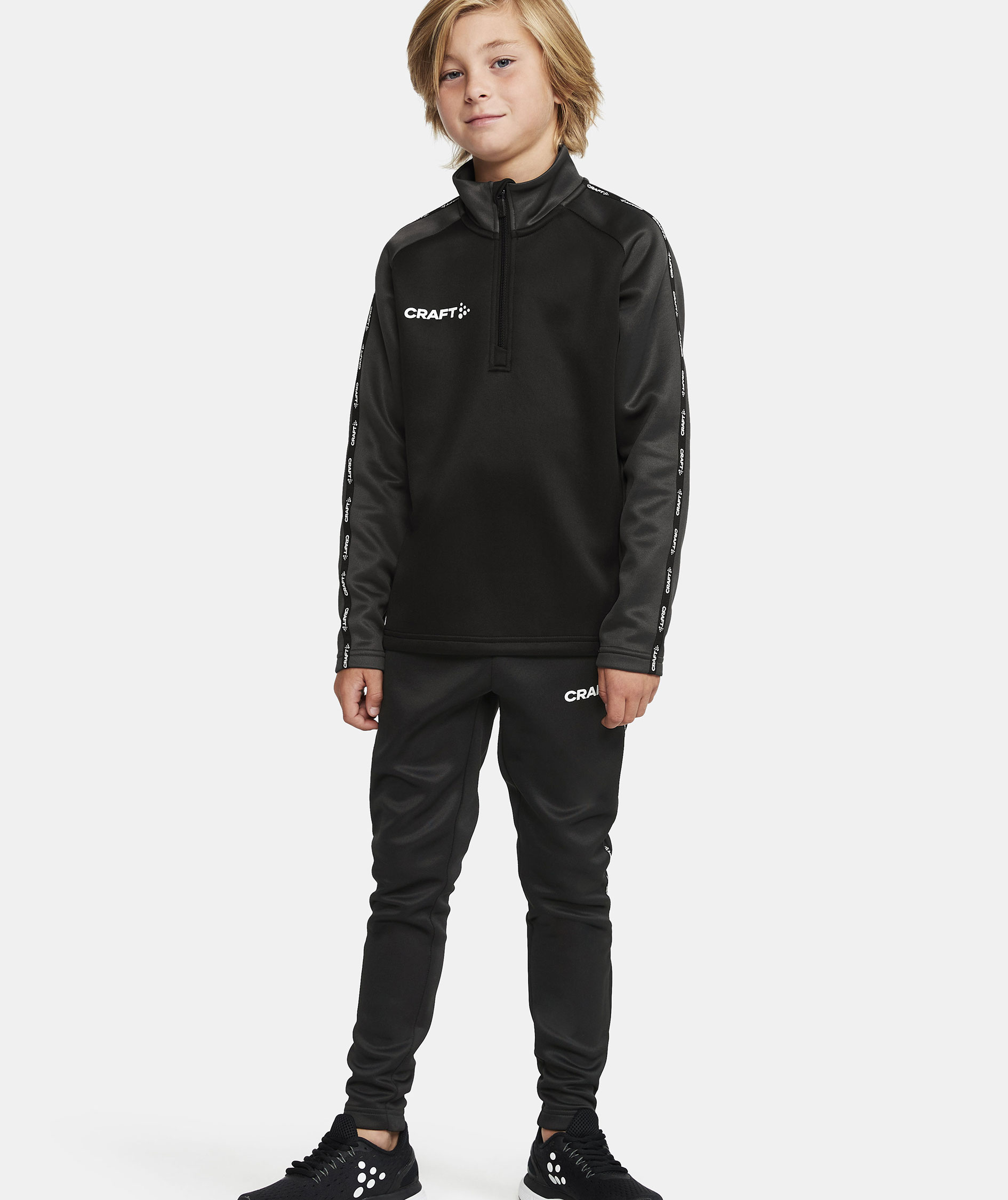 Craft Squad 2.0 halfzip tr&aelig;ningstr&oslash;je til b&oslash;rn, Black/Granite, large image number 1