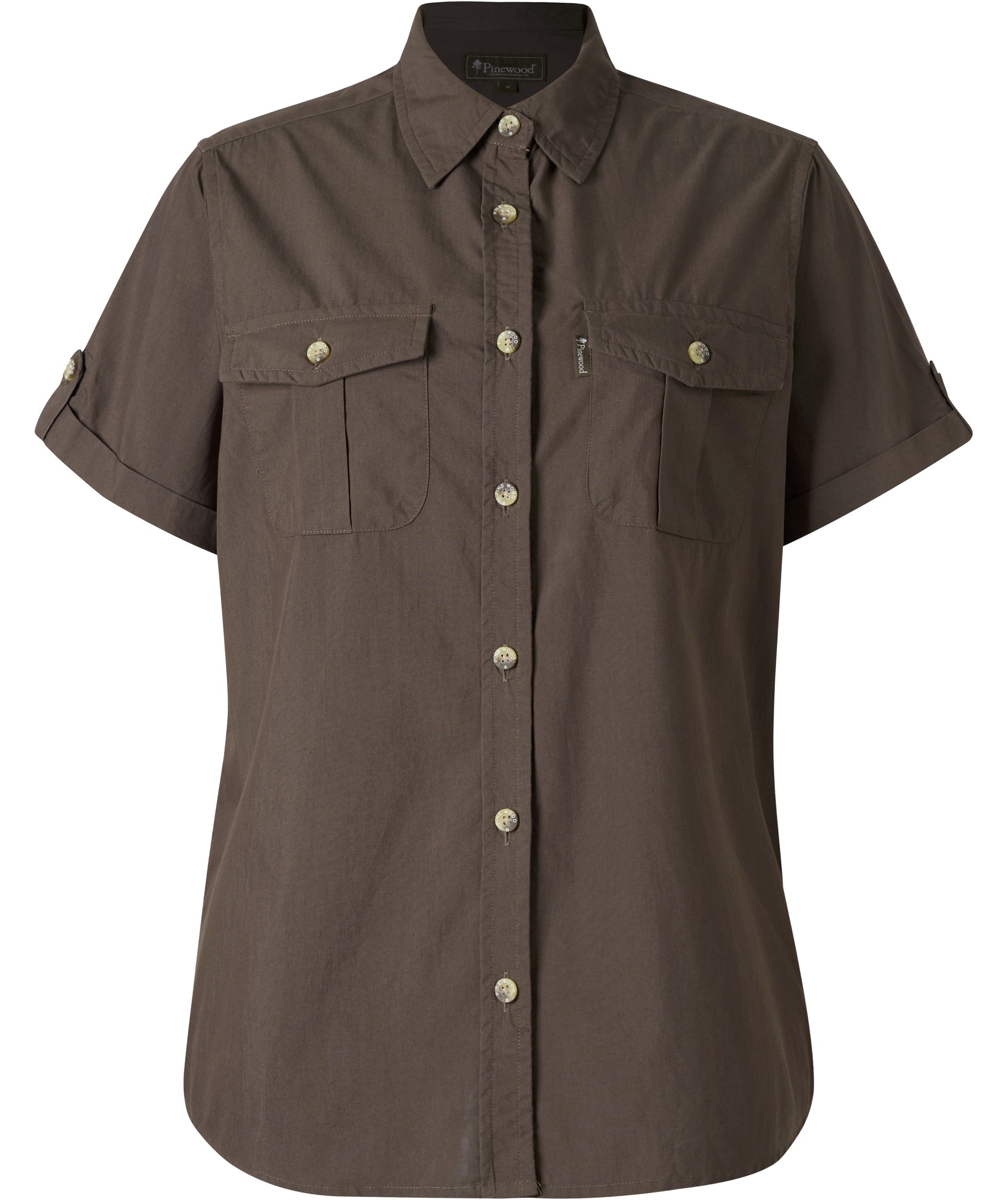 Pinewood Safari kort&aelig;rmet dameskjorte, Dark olive 