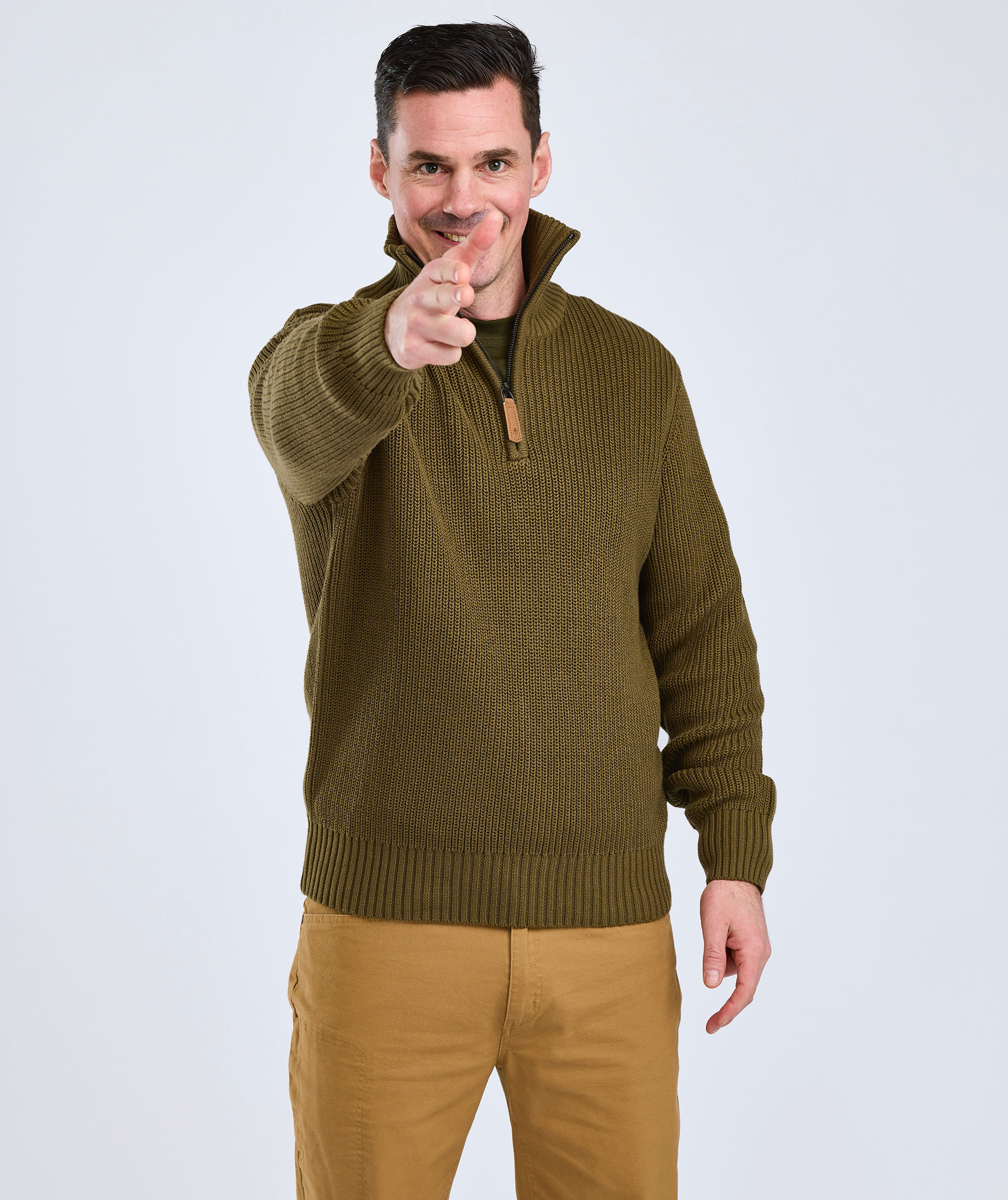 Pinewood Philip strik half zip, Olive green, large image number 5