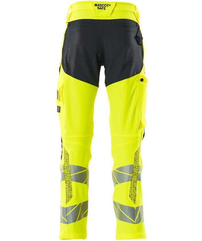 Mascot Accelerate Safe arbeidsbukse full stretch, Hi-Vis Gul/M&oslash;rk Marine, large image number 1