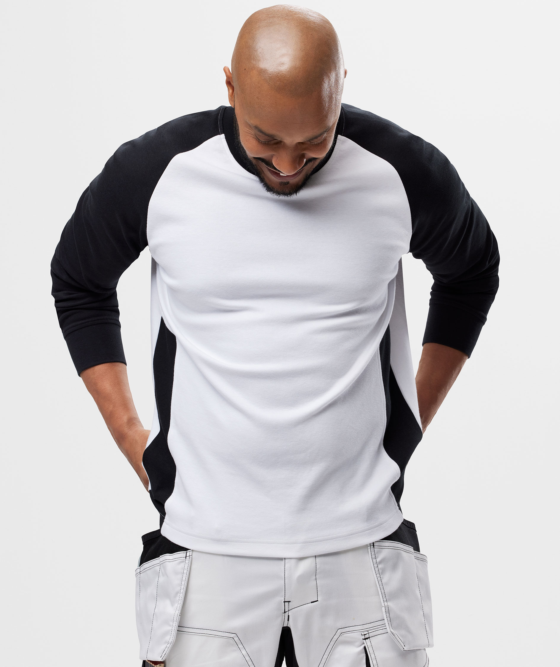 Snickers lang&aelig;rmet T-shirt 2840, Black/white, large image number 1