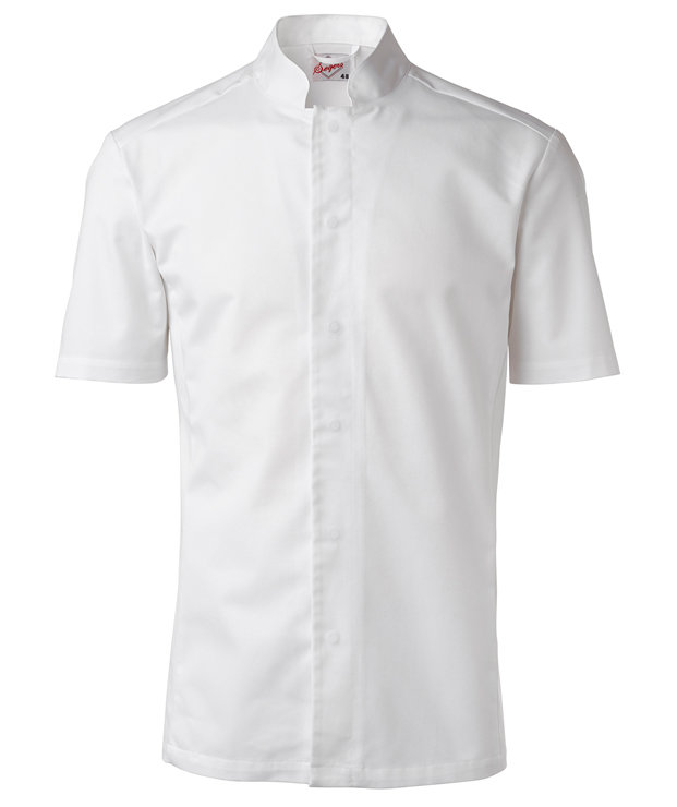 Segers modern fit kort&auml;rmad kockskjorta med tryckknappar, Vit