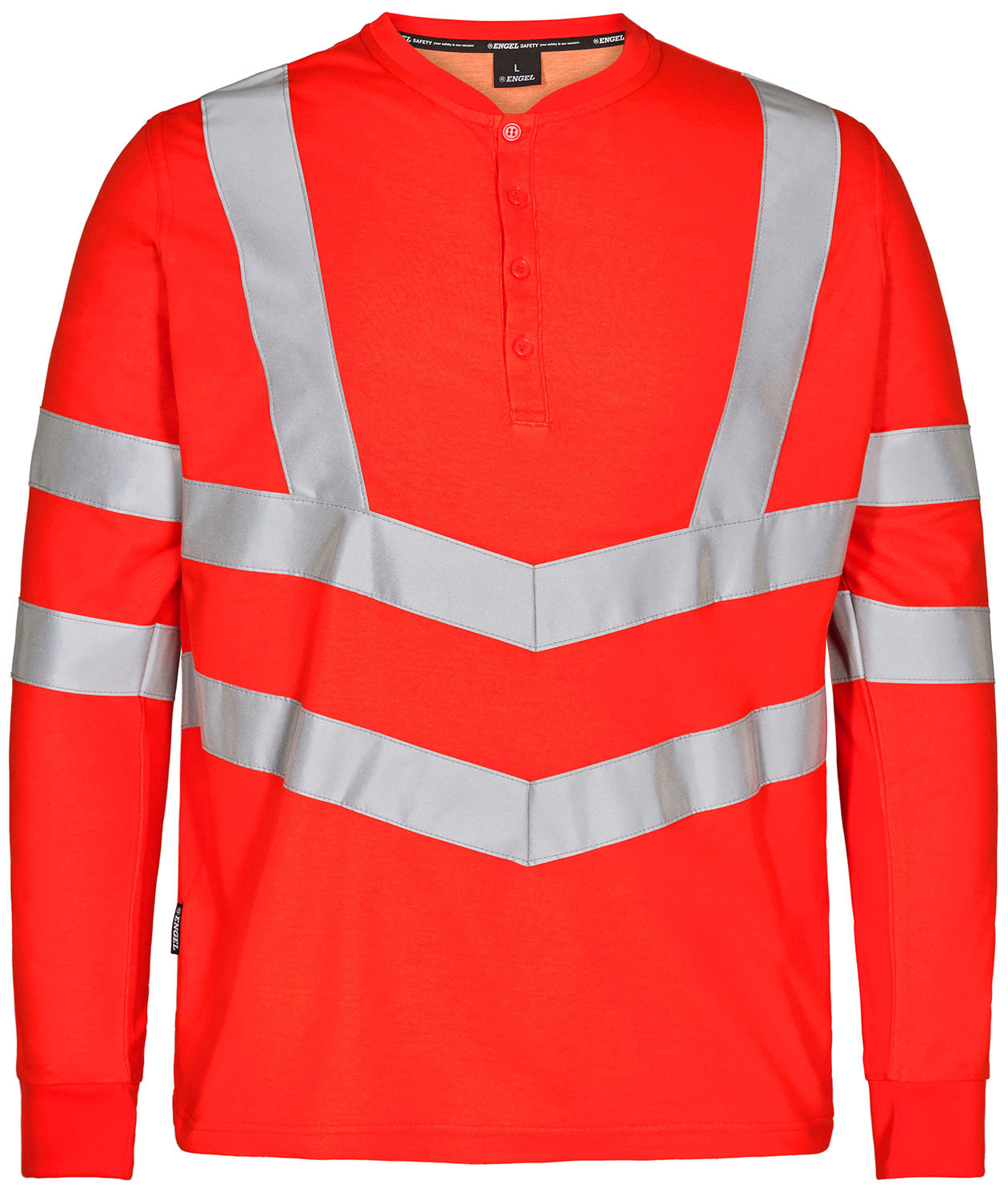 Engel Safety langermet Grandad  T-skjorte, Hi-Vis R&oslash;d, Hi-Vis R&oslash;d, swatch