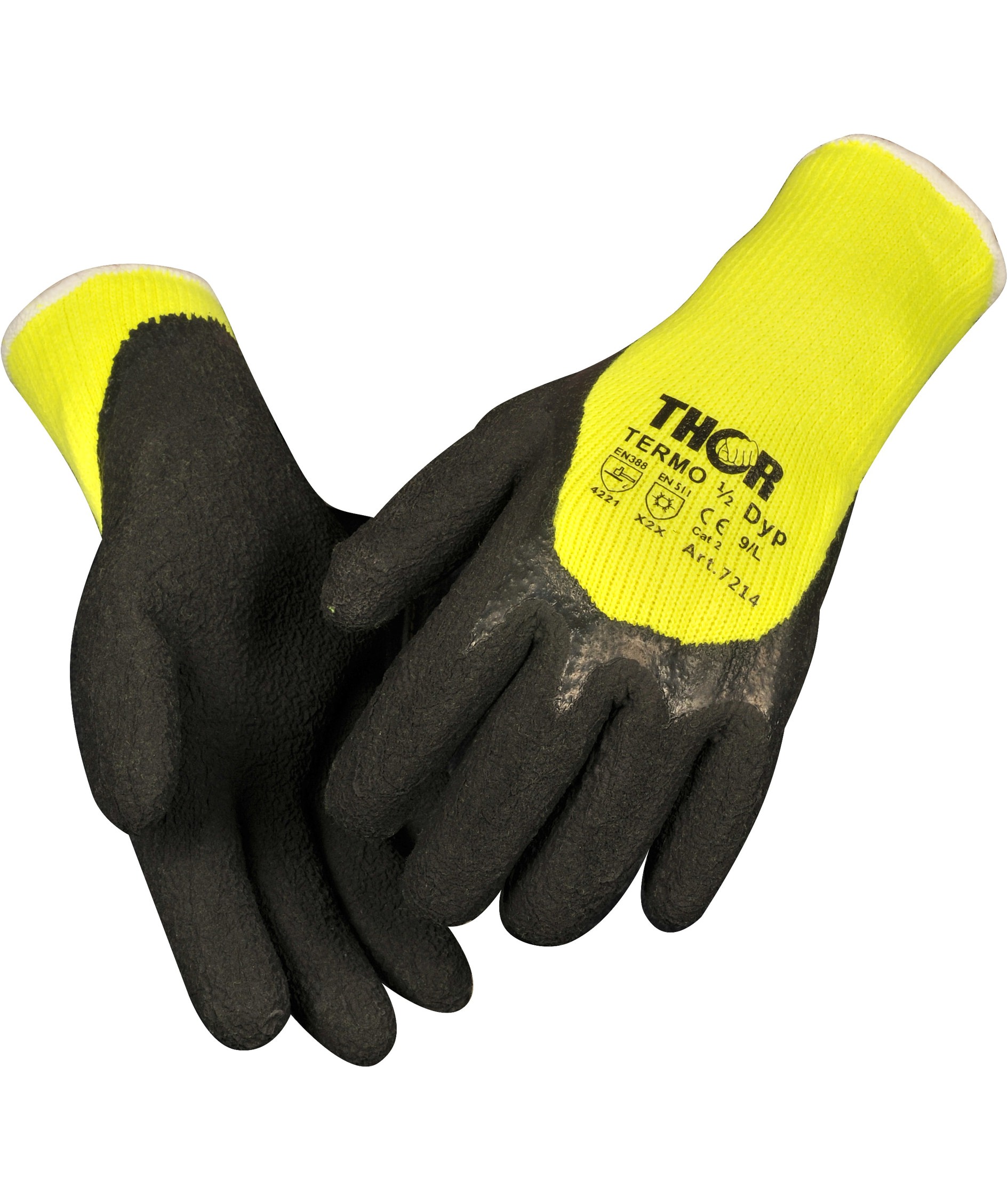 Thor 7214 Grip termo arbejdshandsker, Gul, Gul, large image number 0