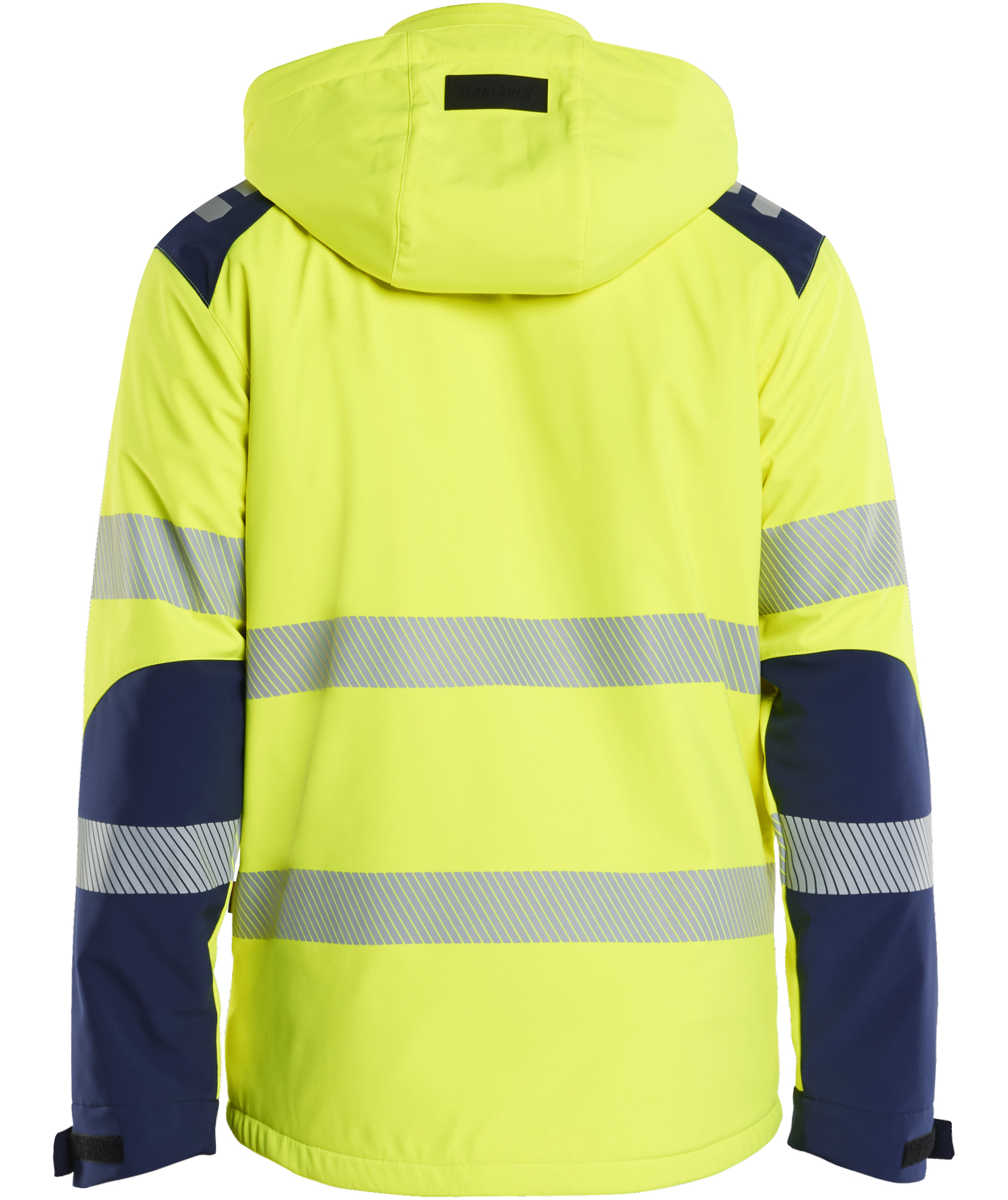 Bl&aring;kl&auml;der l&auml;ttfodrad softshelljacka, Varsel yellow/marinbl&aring;, large image number 1