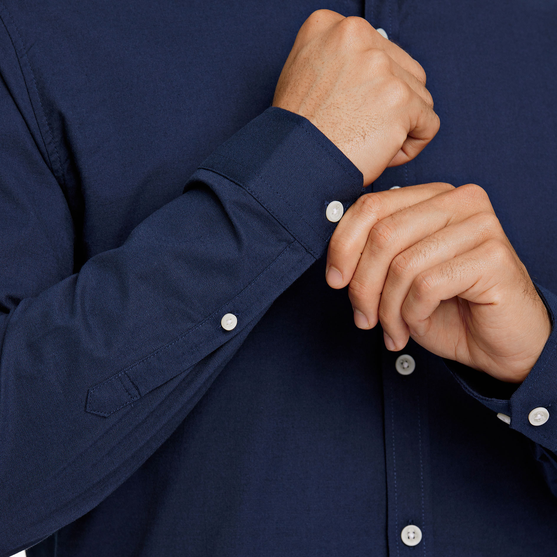 Lindbergh Oxford superflex skjorte, Navy Mix, large image number 4