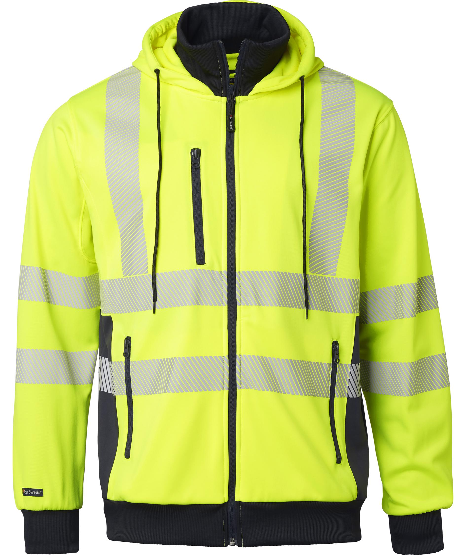 Top Swede hoodie med dragkedja 1729, Varsel Gul/Navy